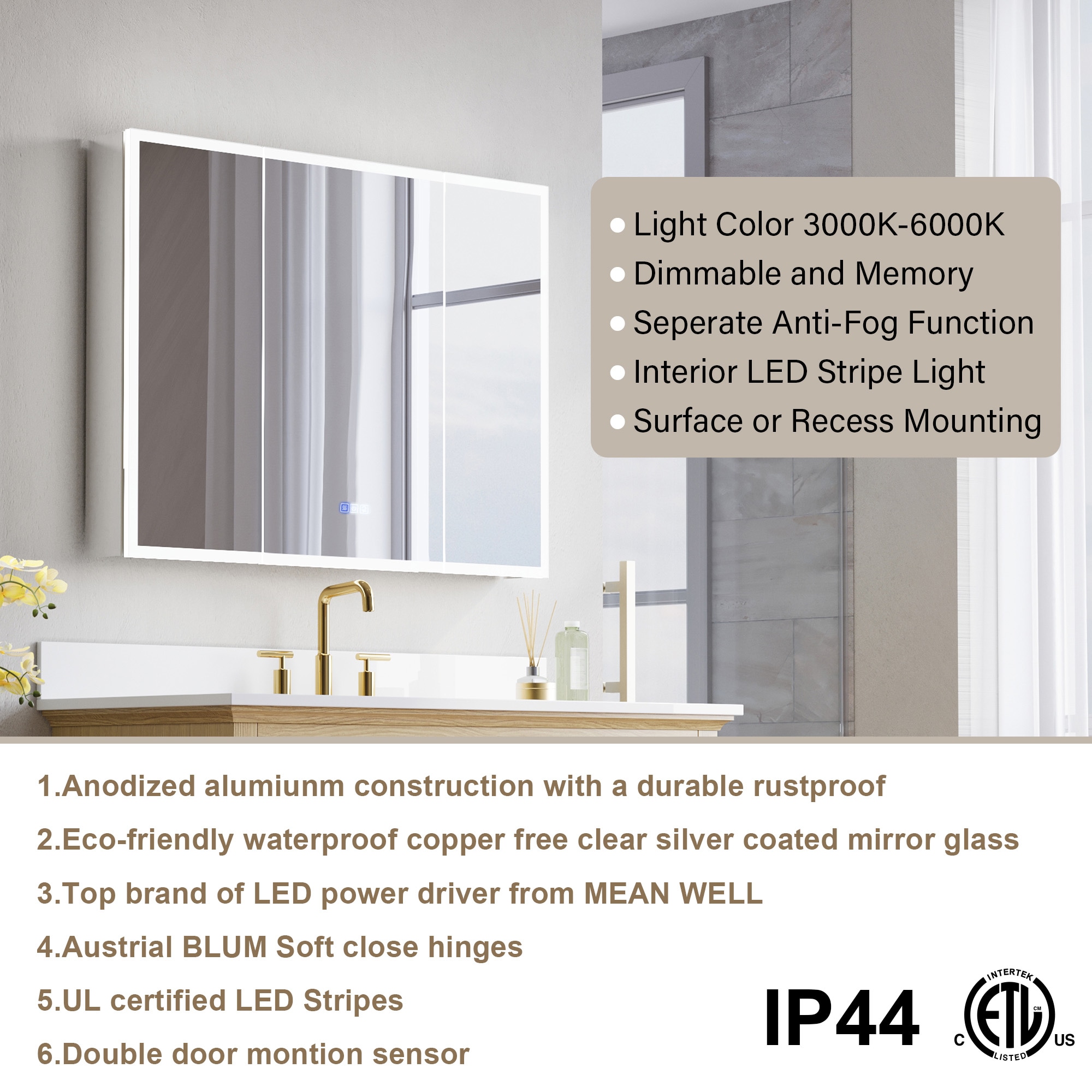 WELLFOR W8MCL4030 Bathroom-Medicine-Cabinets - Thumbnail View #4