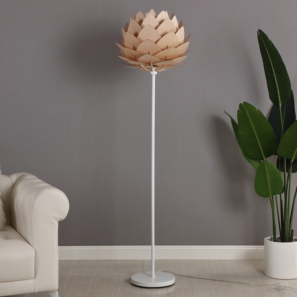 White 66" Torchiere Floor Lamp with Google Assistant for Kids