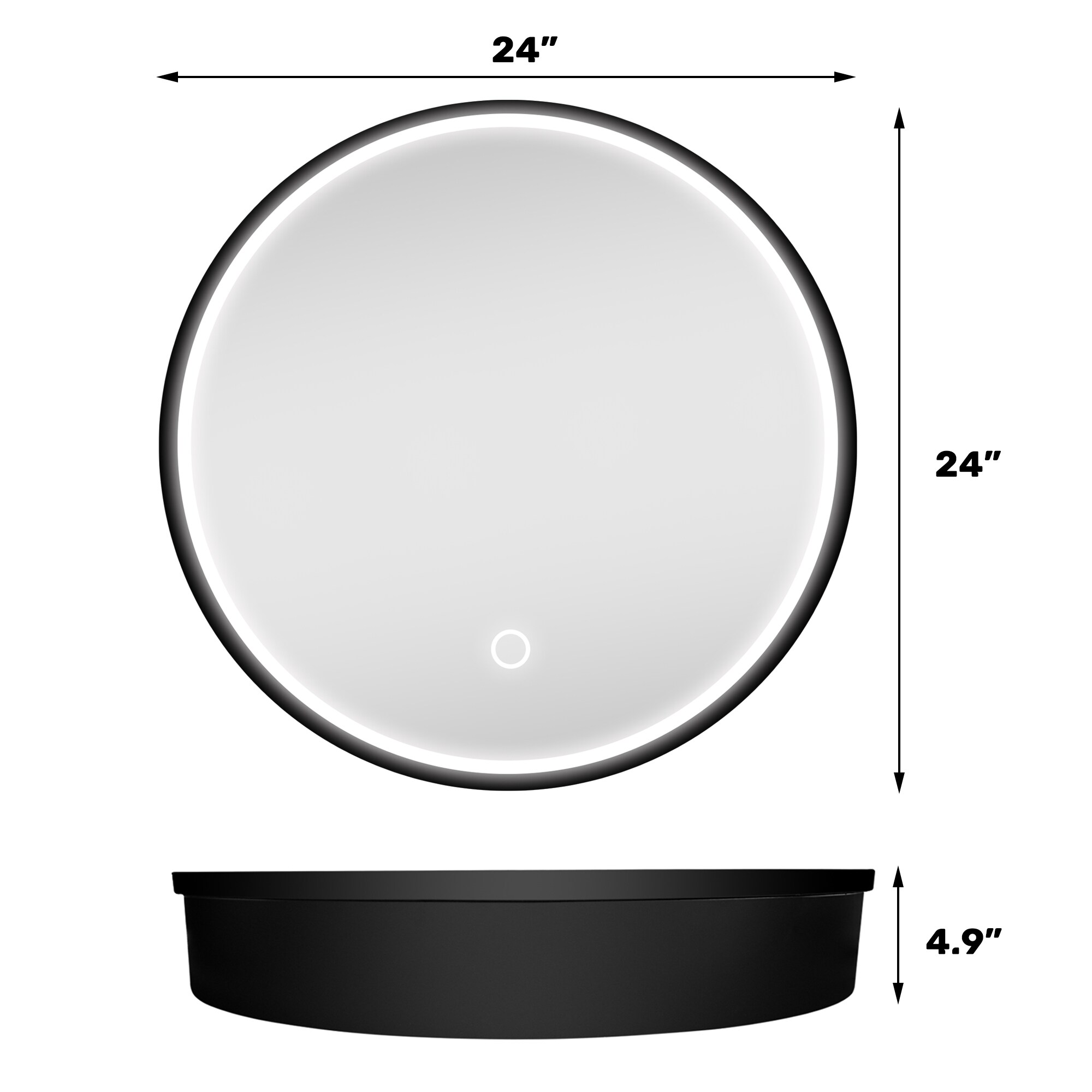 WELLFOR 24-in x 24-in Lighted LED Fog Free Surface Mount Silver Mirrored Round Medicine Cabinet
