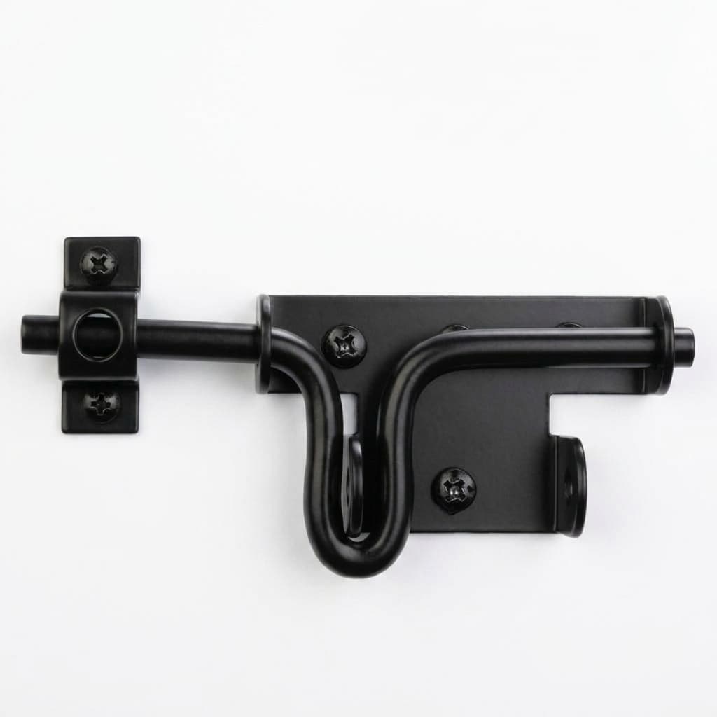 Etokfoks  Black Powder Coated Iron Slide Bolt Gate Latch with Padlock Hole 1 Pack for Wood Metal Fence Gate