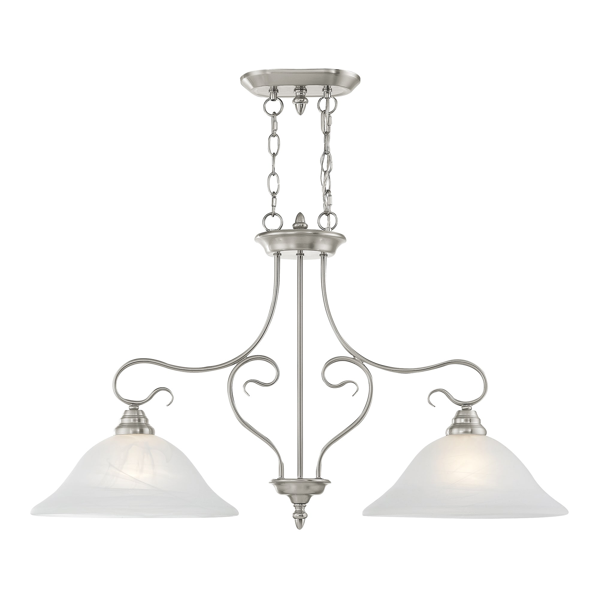 Livex Lighting 6132-91 Coronado 2 -Light Brushed nickel Transitional Frosted glass Linear Medium Hanging Kitchen island light