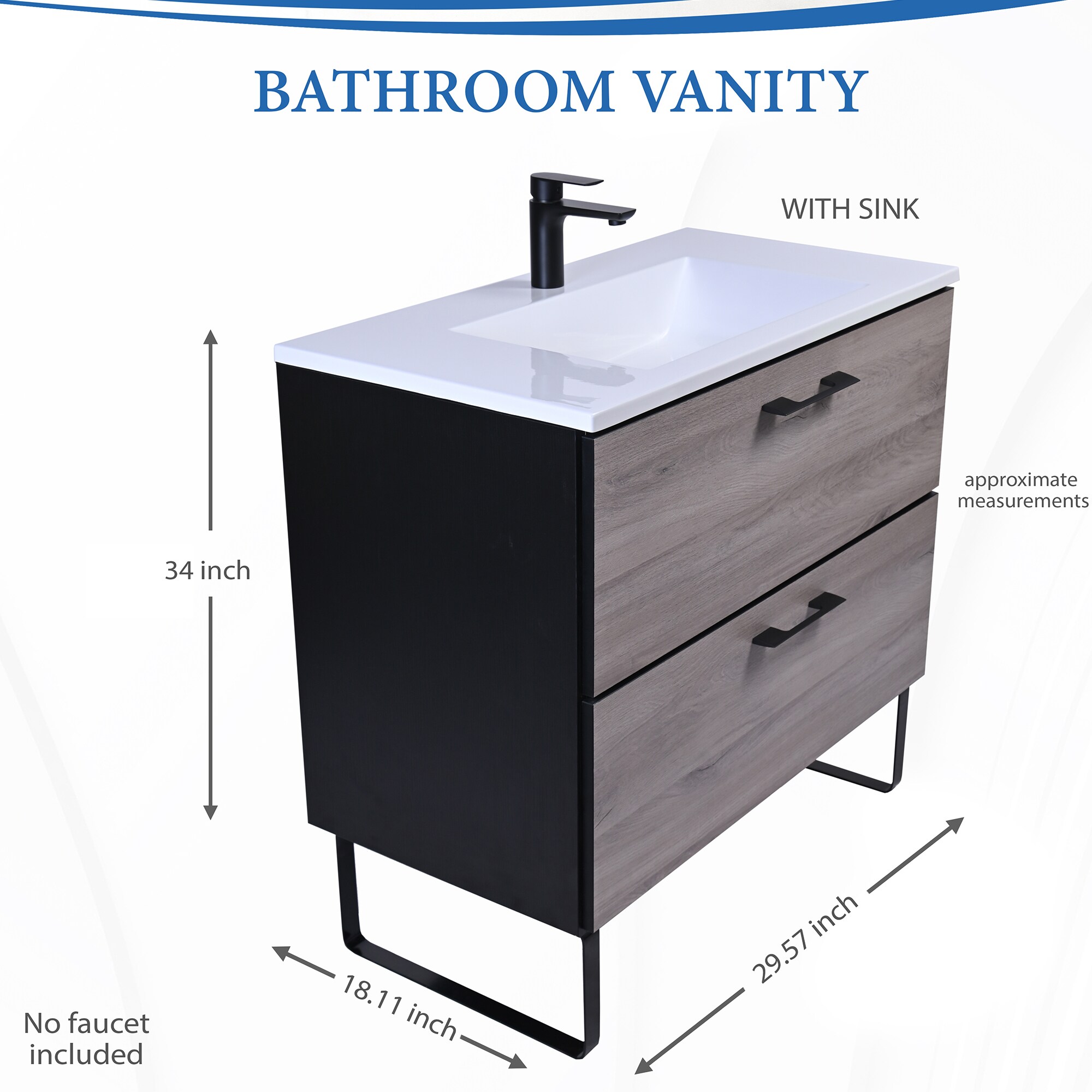 Gravita Designs 36-in Cava Brown Single Sink Bathroom Vanity With Cava 