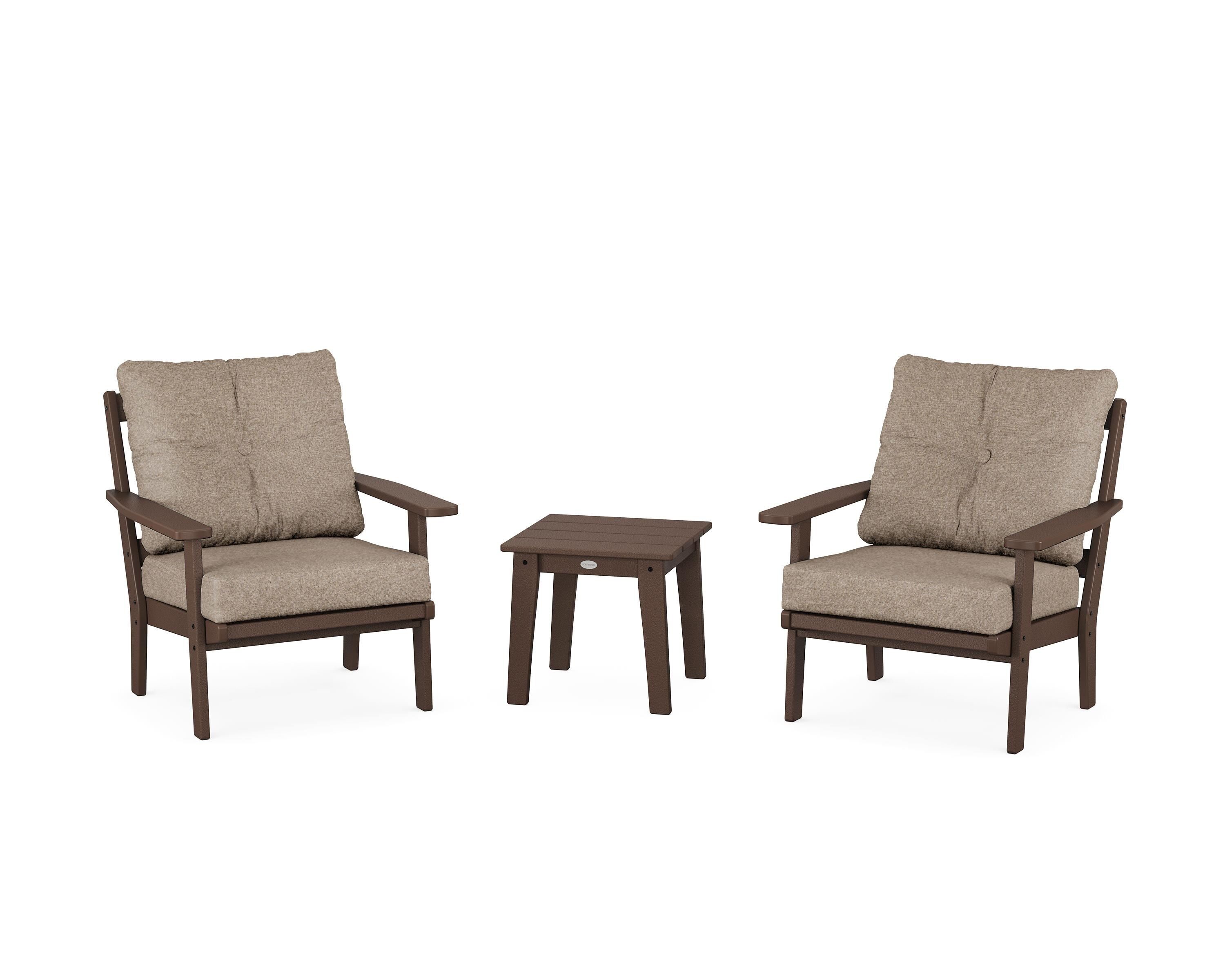 POLYWOOD PWS2143-2-MA146010 Prairie 3 -Piece Patio Conversation Set with Tan