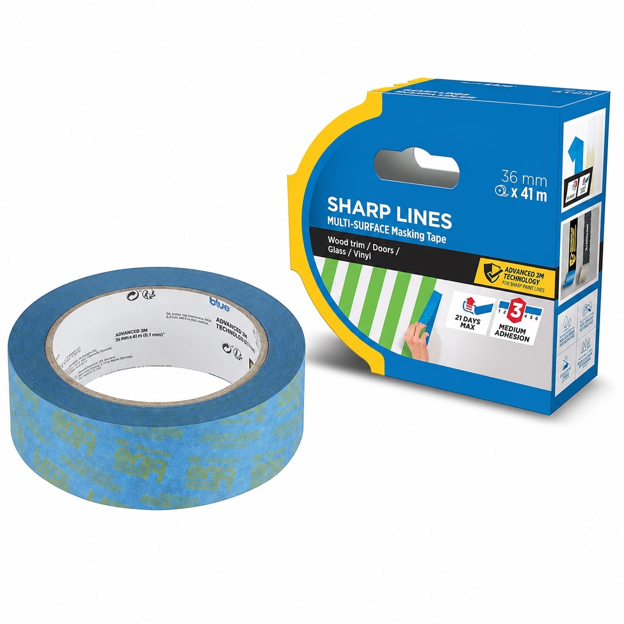 Oyezvary  Multi Surface Painter Tape One point four one in by Sixty Yards One Roll for Sharp Paint Lines and Clean Removal