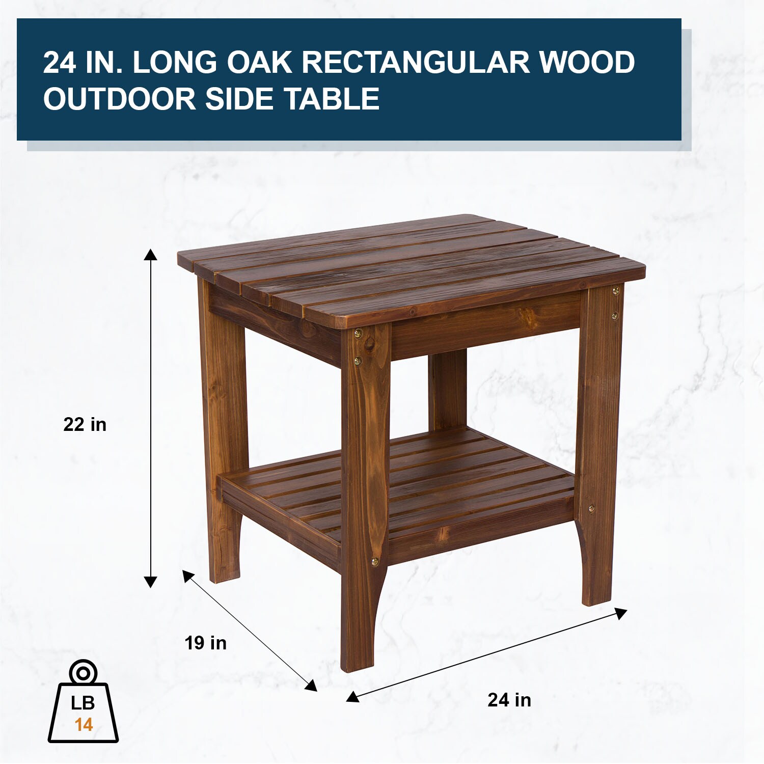 Shine Company Rectangle Outdoor End Table 19-in W x 24-in L in the ...