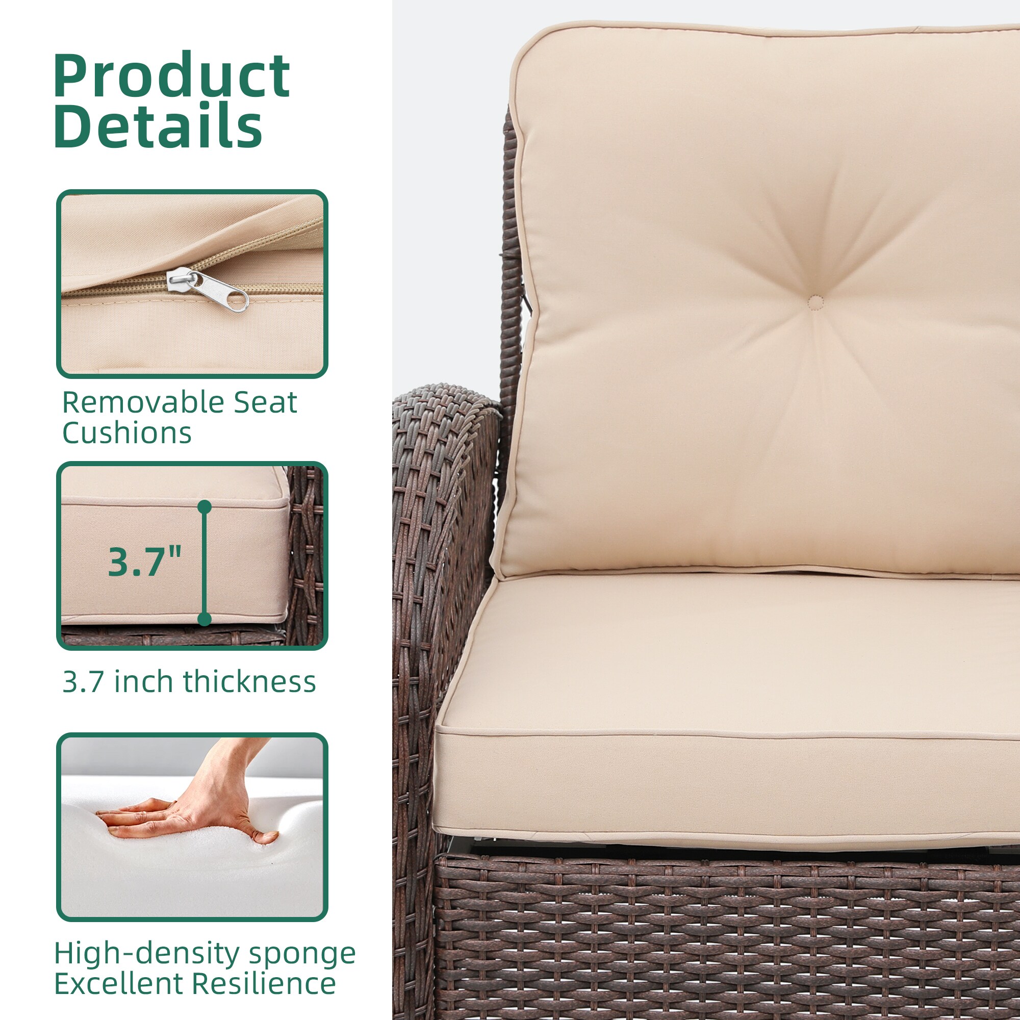 UPHA LHBR-2AB-BEIGE Patio-Conversation-Sets - View #5