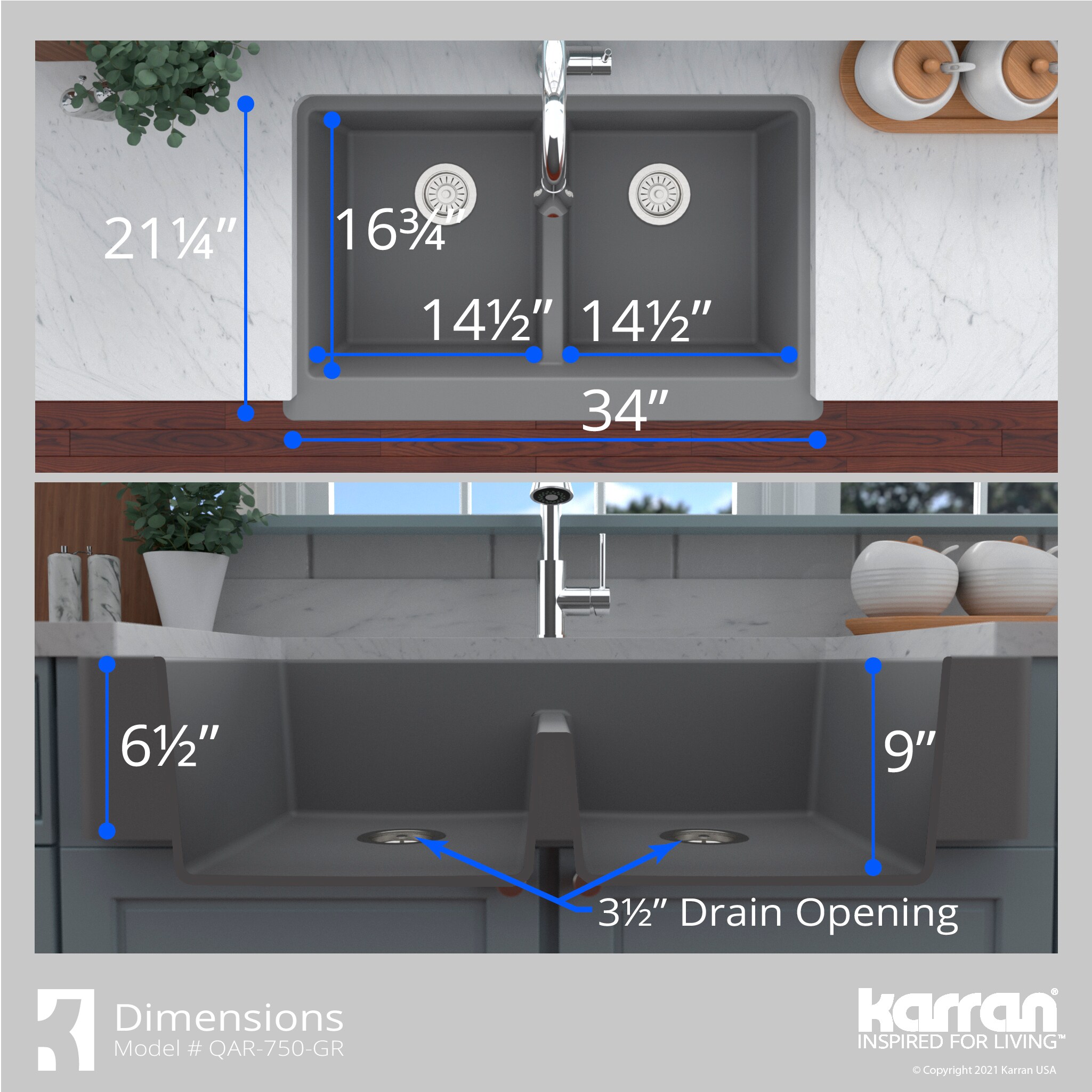 Karran QAR-750-GR-PK1 Kitchen-Sinks - View #9