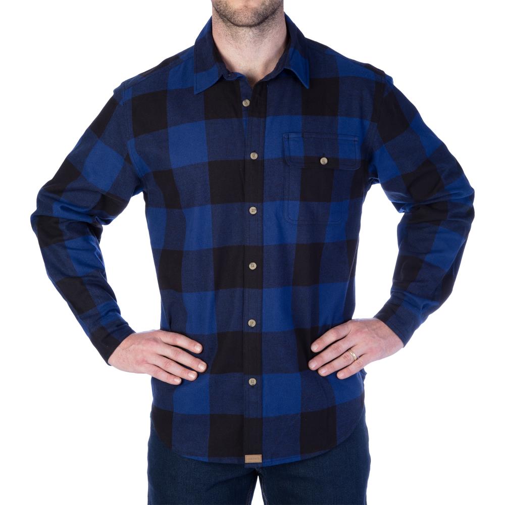 Smith's Workwear SFF566B-BLUBK-XL Men's Blue Long sleeve Checked Button-down shirt ( XL )