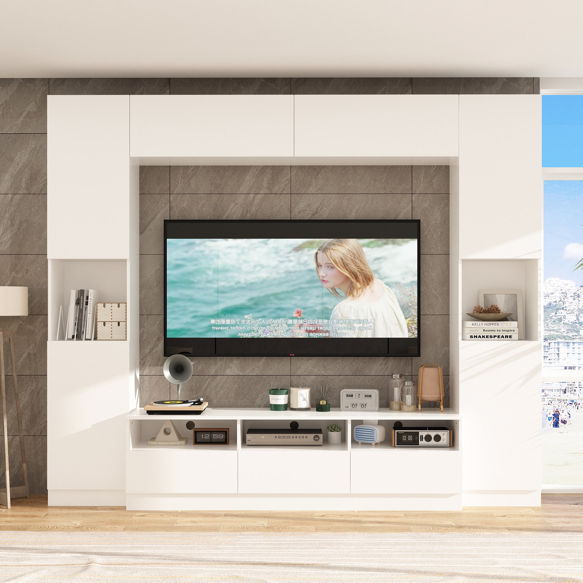FUFU&GAGA KF390077-01+02 Modern/Contemporary White TV cabinet ( Accommodates TVs up to 65-in )