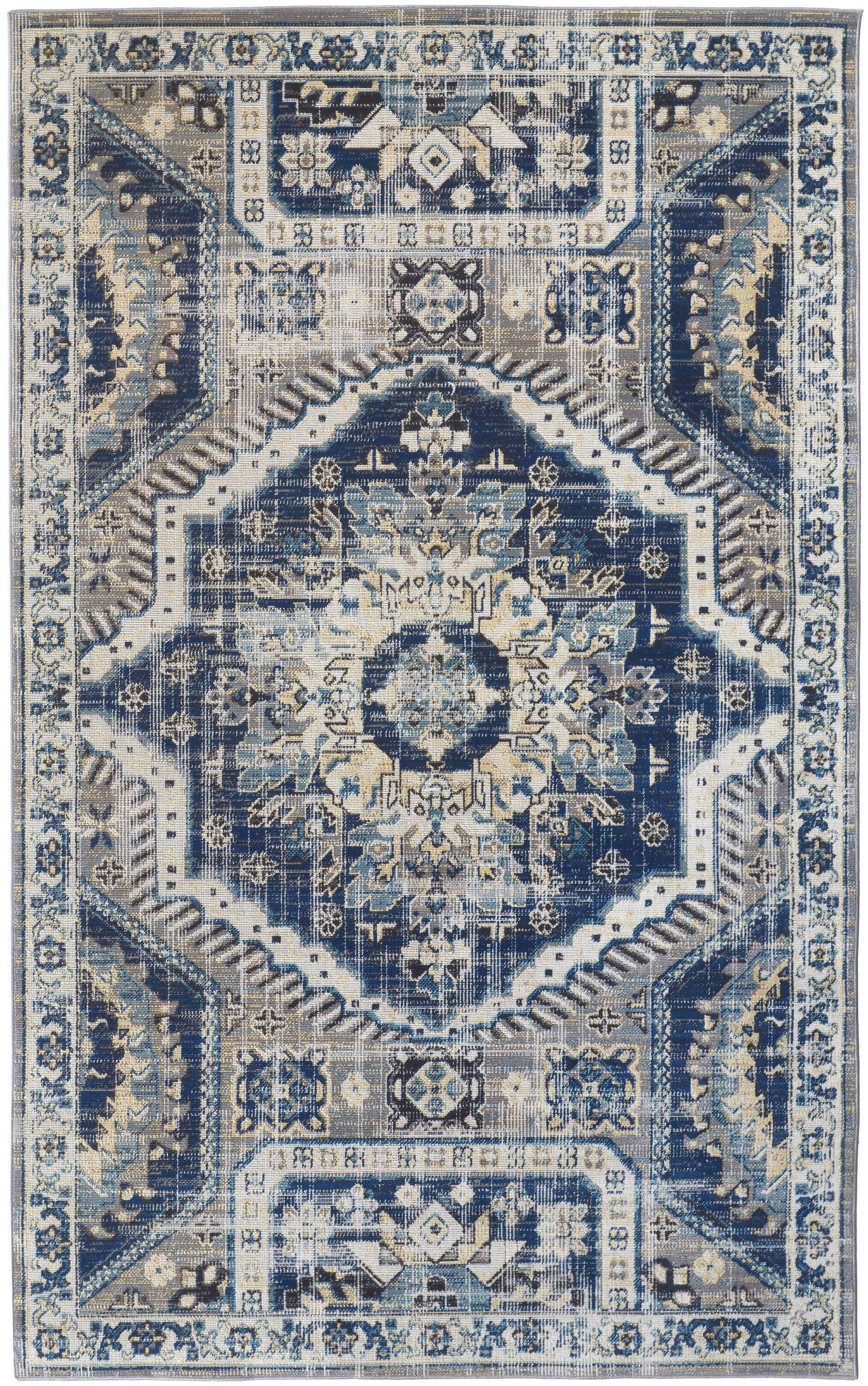 Room Envy NOLR39CDGRYBLUH13 10 x 13 (ft) Loomed Polypropylene Blue/Ivory Rectangular Indoor Medallion Area rug