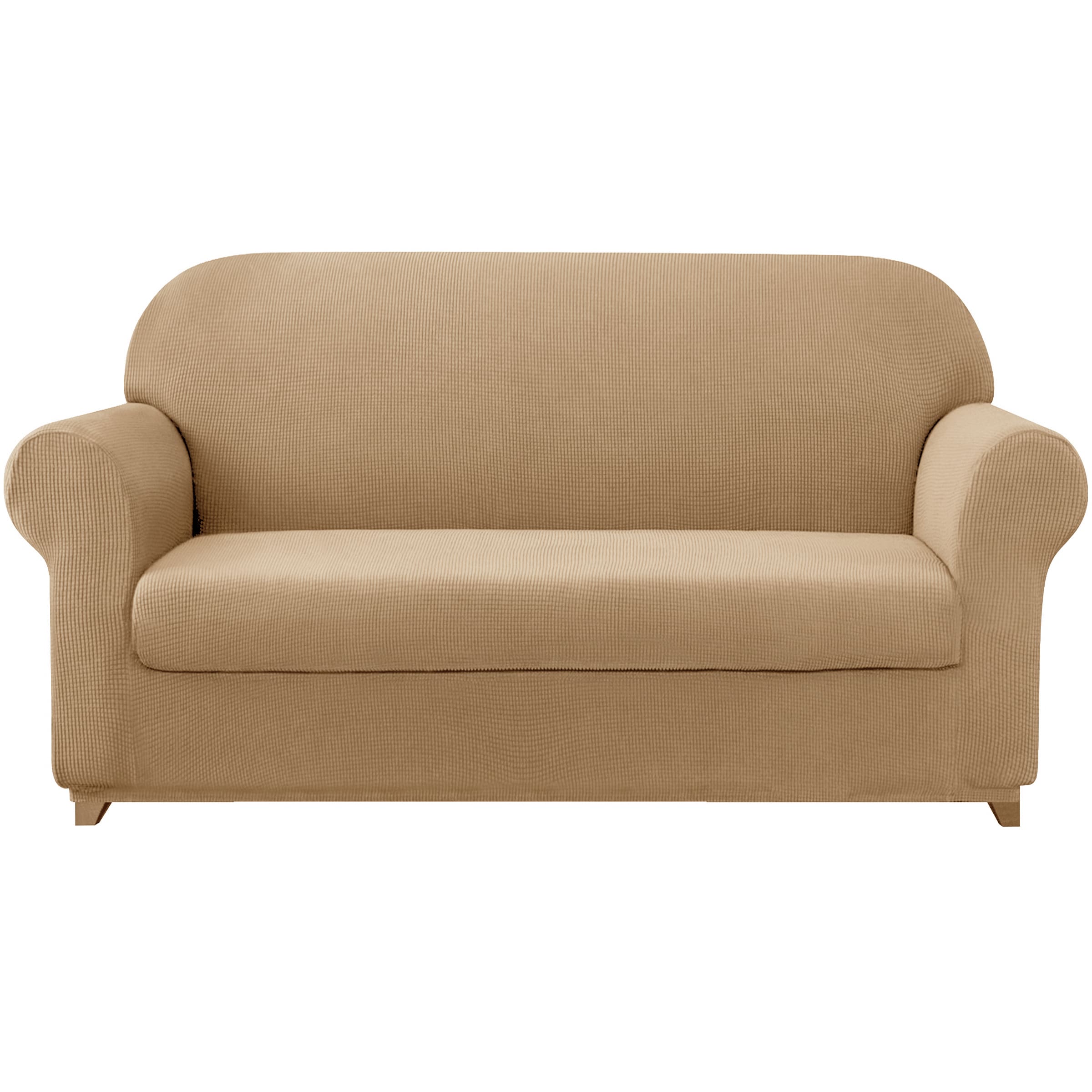 Subrtex SBTSF20KH0L Textured Grid Khaki Jacquard Sofa Slipcover 92-in W x 41-in H x 42-in D