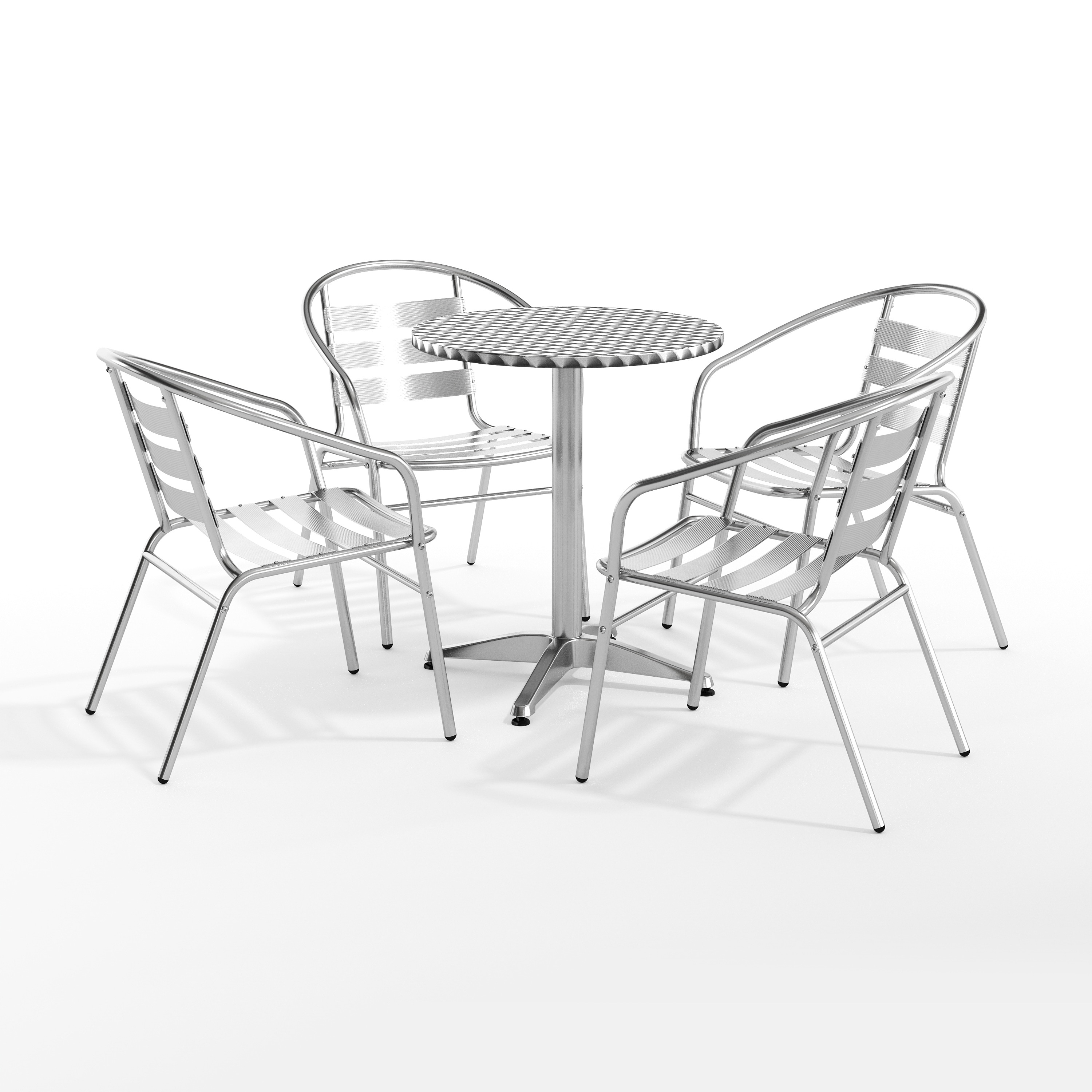 Flash Furniture - Lila 23.5-in Round Aluminum Indoor-Outdoor Table Set with 4 Slat Back Chairs