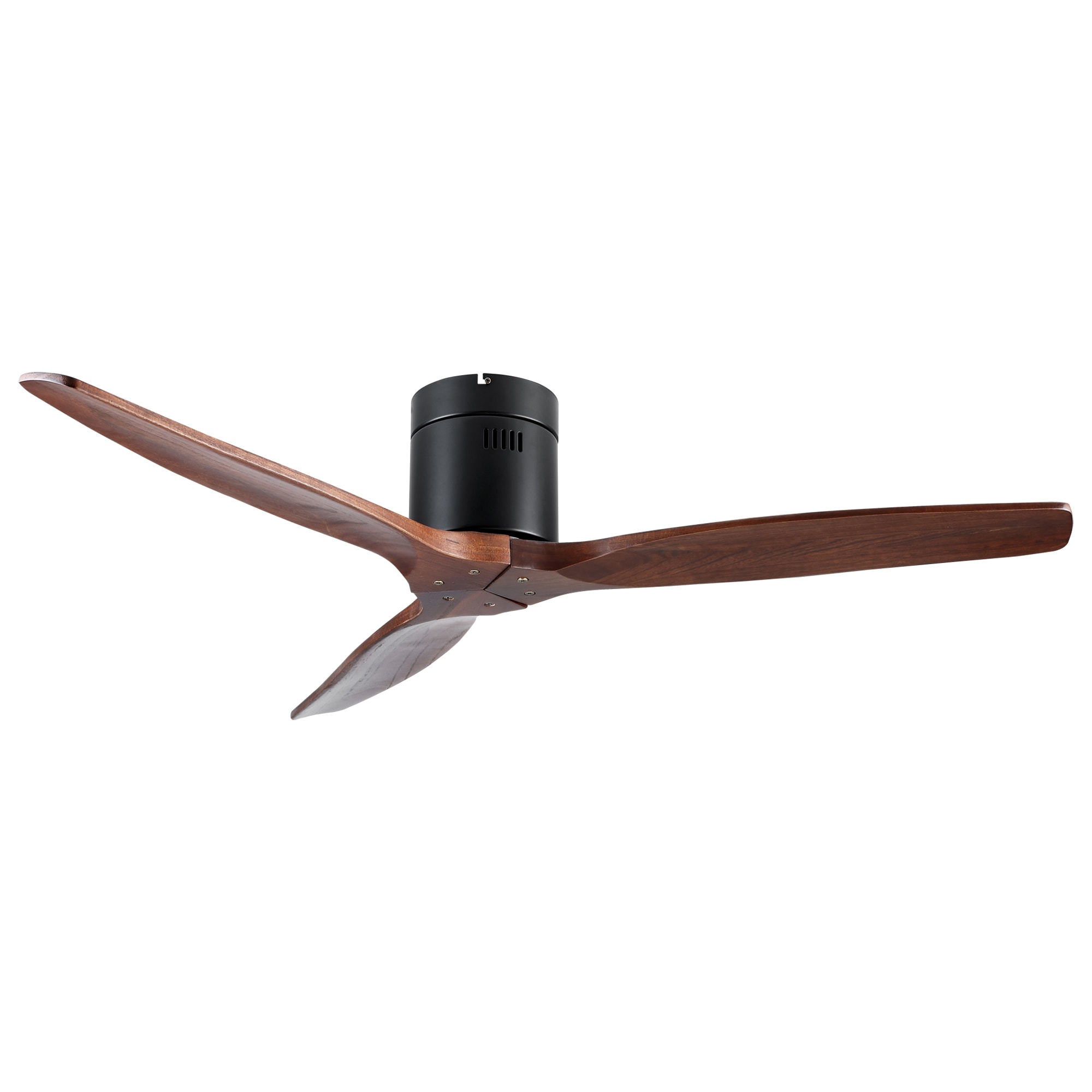 ExBrite DICF0117 52-Inches Matte Black with Solid Wood Blades Indoor Flush mount Propeller Ceiling Fan and Remote ( 3 -Blade)