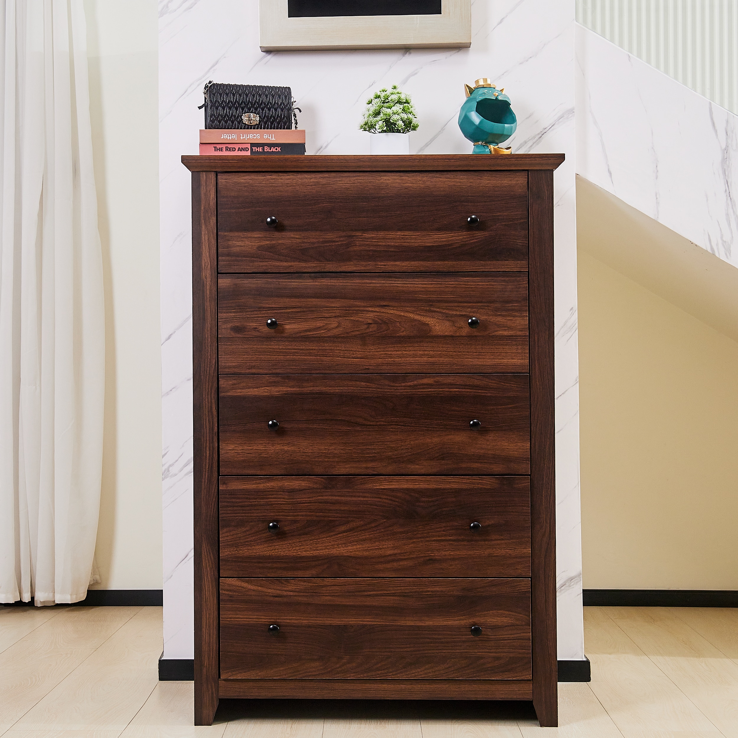 prilinex 72227914 Walnut 5 -Drawer Standard dresser