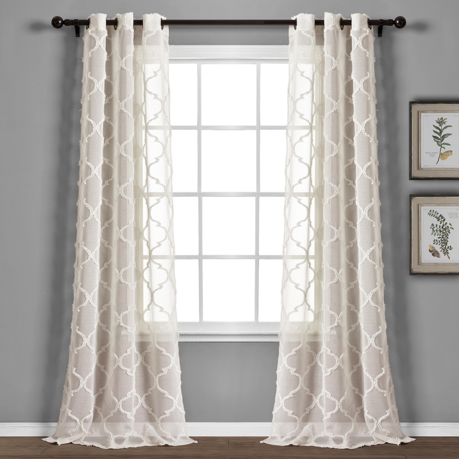 Lush Decor 16T004780 84-Inches Beige Sheer Grommet Curtain panel pair