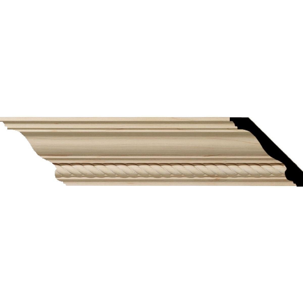 Ekena Millwork 686682 Andrea Rope Carved Wood 3-1/2-in x 7-ft 10-1/2-in Cherry Unfinished Wood 686682 Crown Moulding 8 -Pack