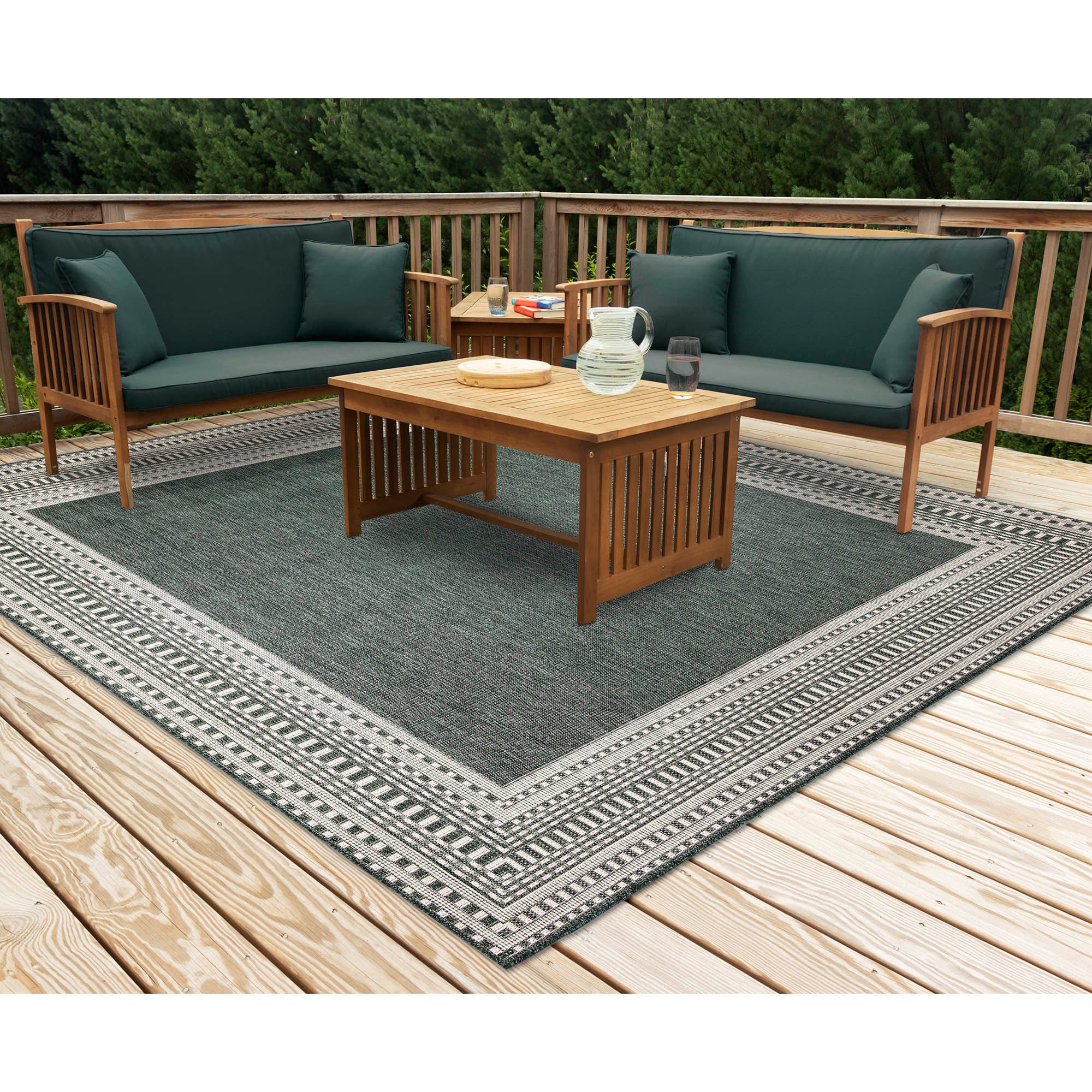 Liora Manne MAUR8822747 Malibu 2 x 8 (ft) Loomed Polypropylene Charcoal Rectangular Indoor/Outdoor Tribal Bohemian/Eclectic Runner rug