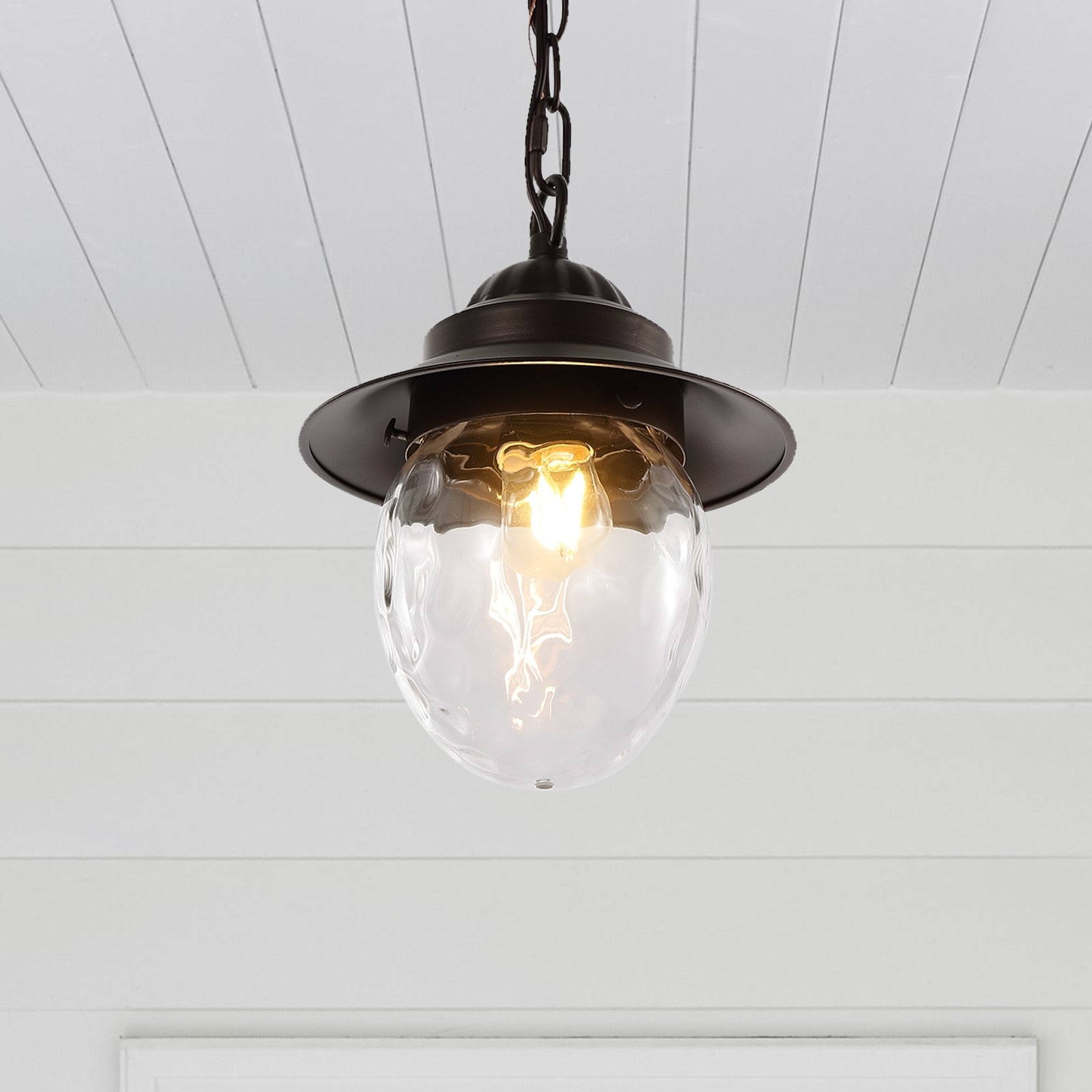 Manteo 8.25" Oil-Rubbed Bronze Glass LED Pendant Light