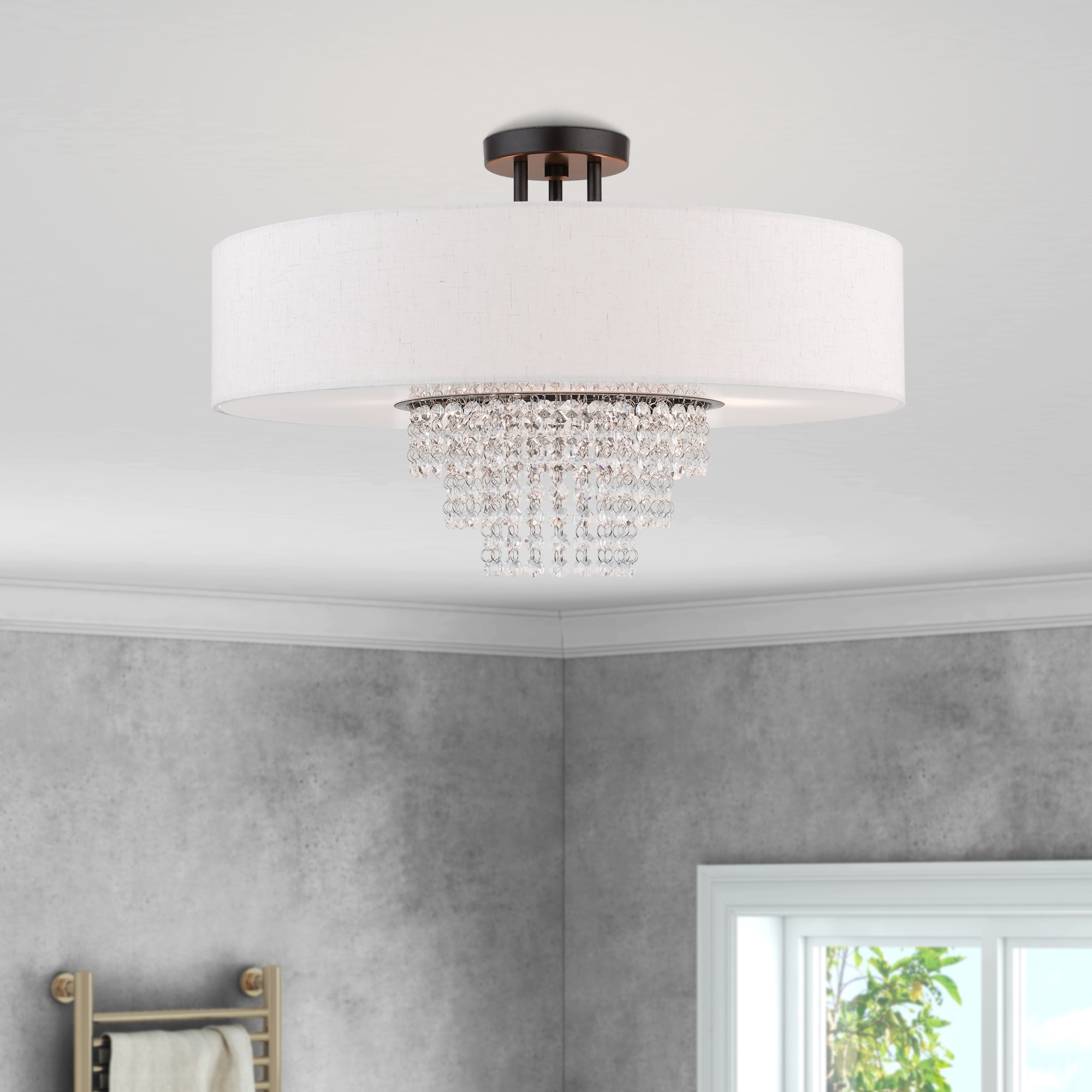 Carlisle English Bronze 5-Light Indoor/Outdoor Semi-Flush Drum
