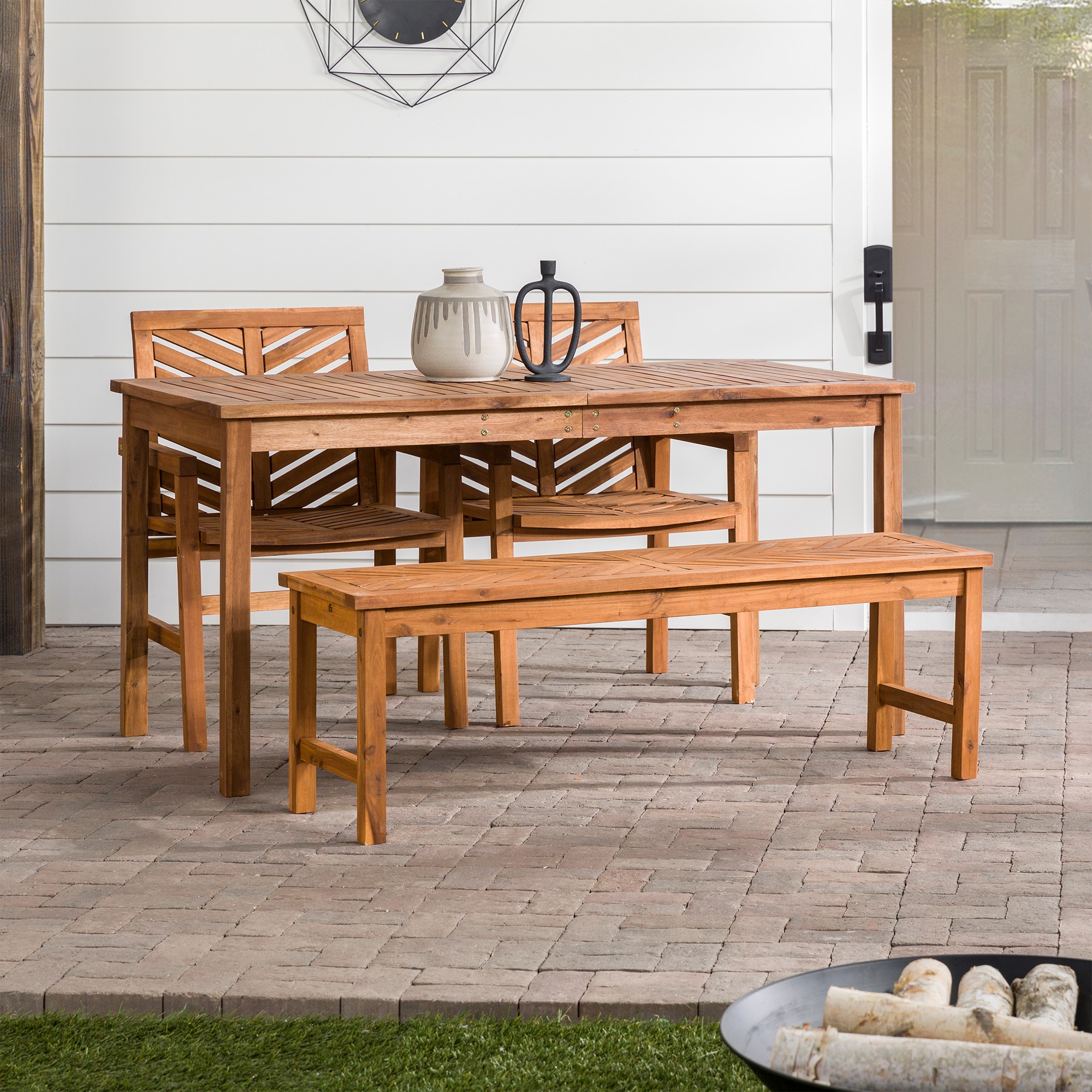 Chevron patio dining discount set