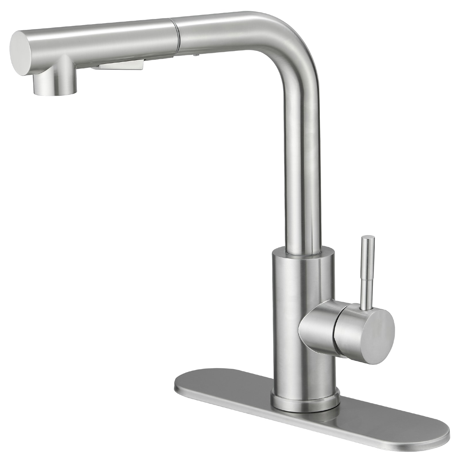 BWE A-94020-N Brushed Nickel Single Handle Deck-mount Kitchen Faucet (Includes Deck Plate)
