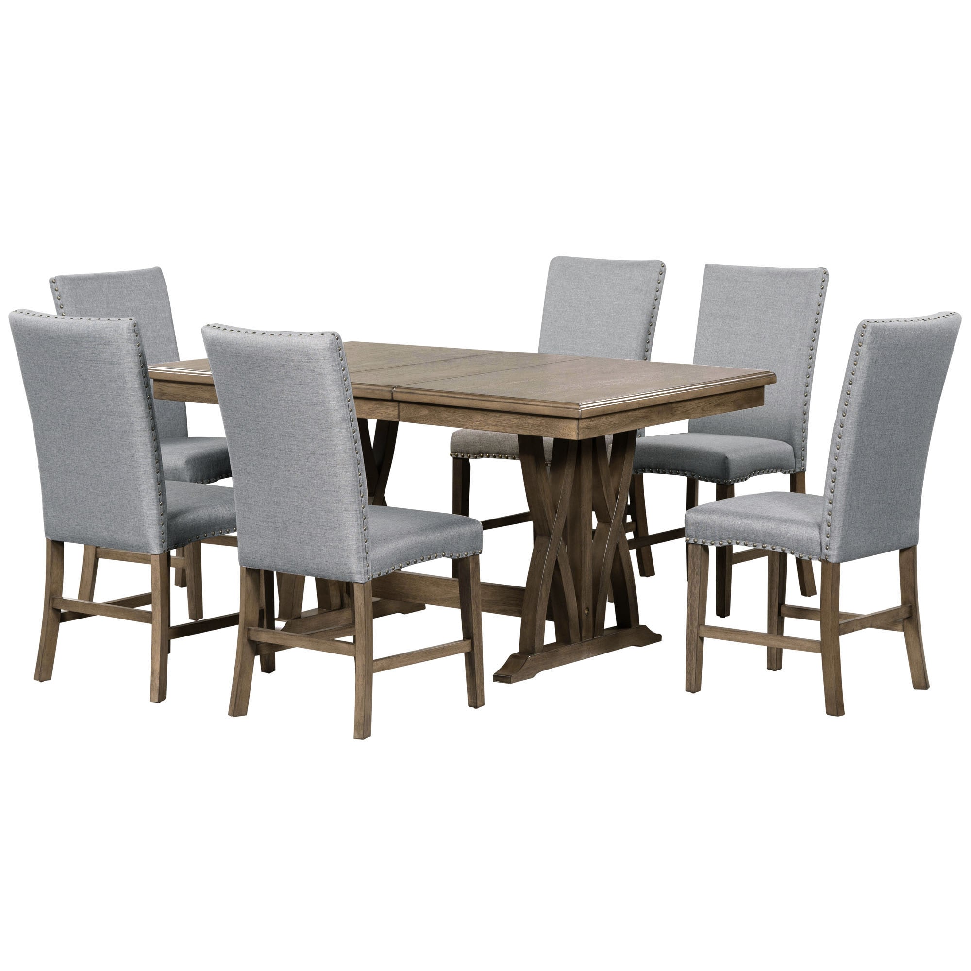 Bybafun YA0100285 Brown Rustic Dining Room Set with Rectangular Table ( Seats 6 )