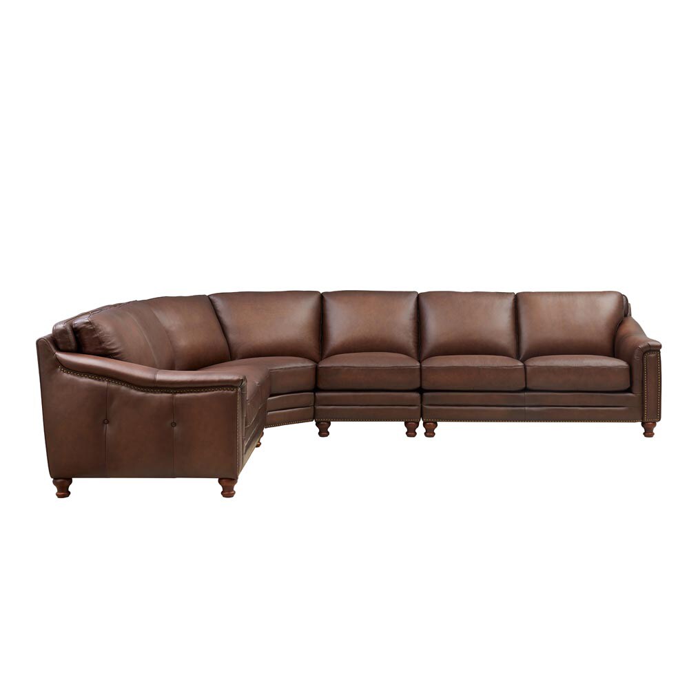 Hydeline Belfast 142-in Midcentury Caramel Brown Genuine Leather 6 ...