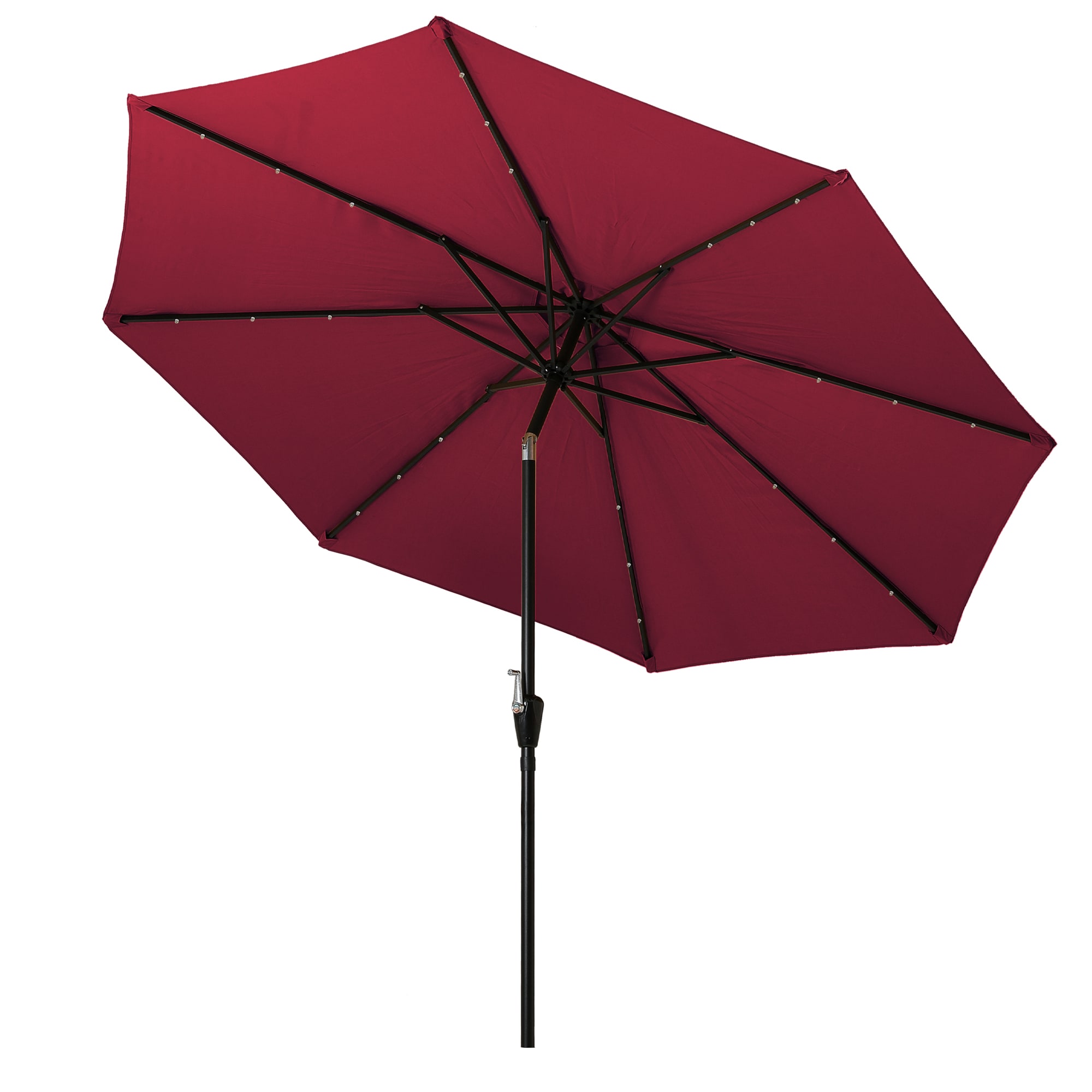 Clihome CLI-21ED37-1-RD 10-Feet Steel Red Crank Market Patio Umbrella with Lights and