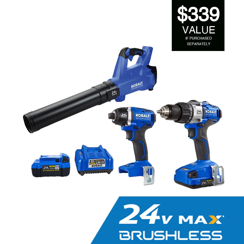 3-Tool Brushless Power Tool Combo Kit (2-Batteries Included and Charger Included) | - Kobalt KLC 3124-03