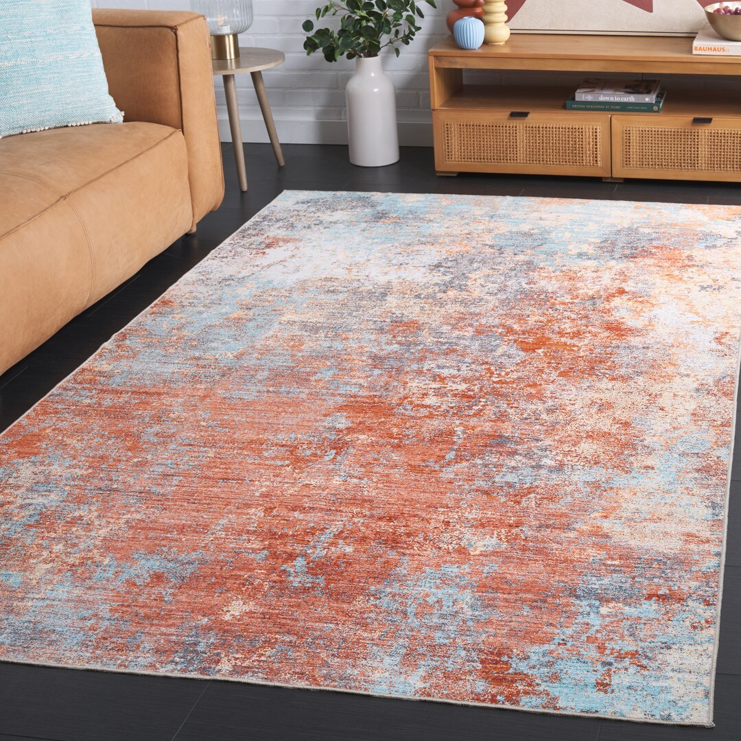 Malibu 943P Rust Aqua 4ft x 6ft Contemporary Rug