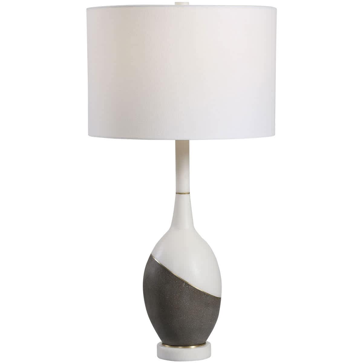 Uttermost 1959215 28465 Tanali Table Lamp Charcoal Concrete and Polished White Marble