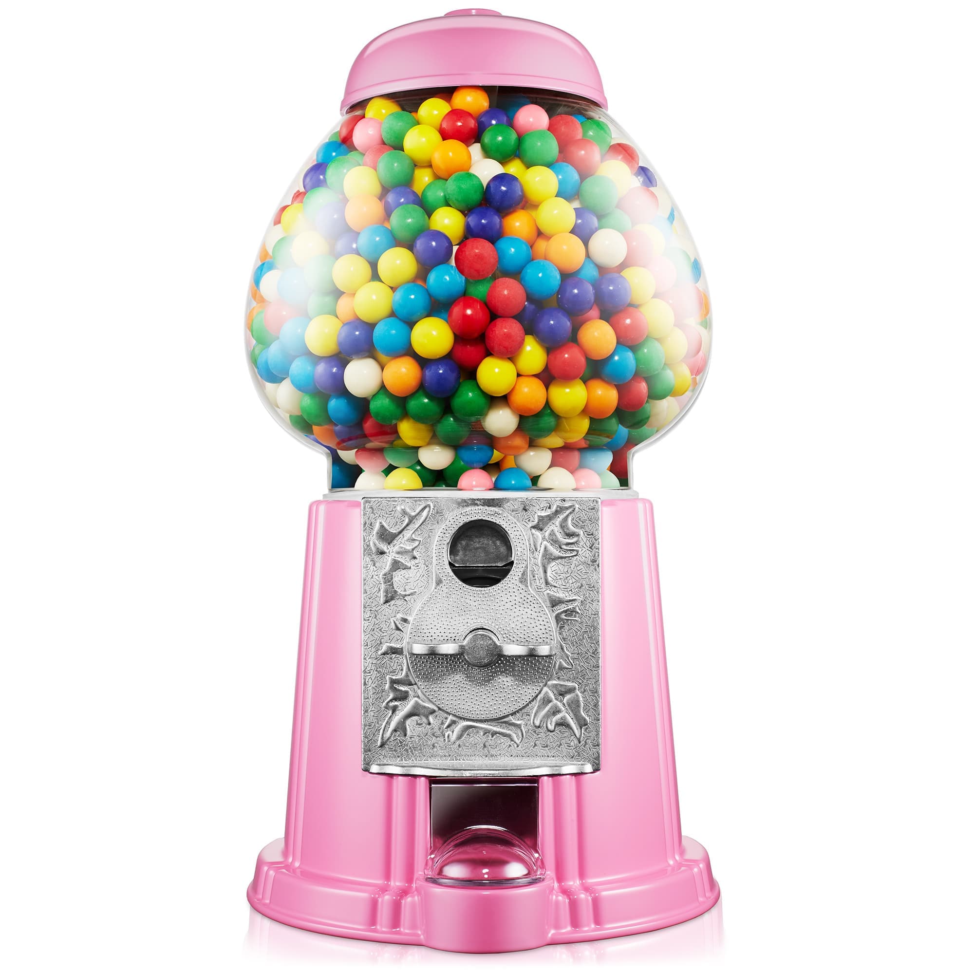 Olde Midway CON-GBL-225-PNK 15-in Gumball Machine w/ Glass Globe - Pink - Vintage-Style Metal Base