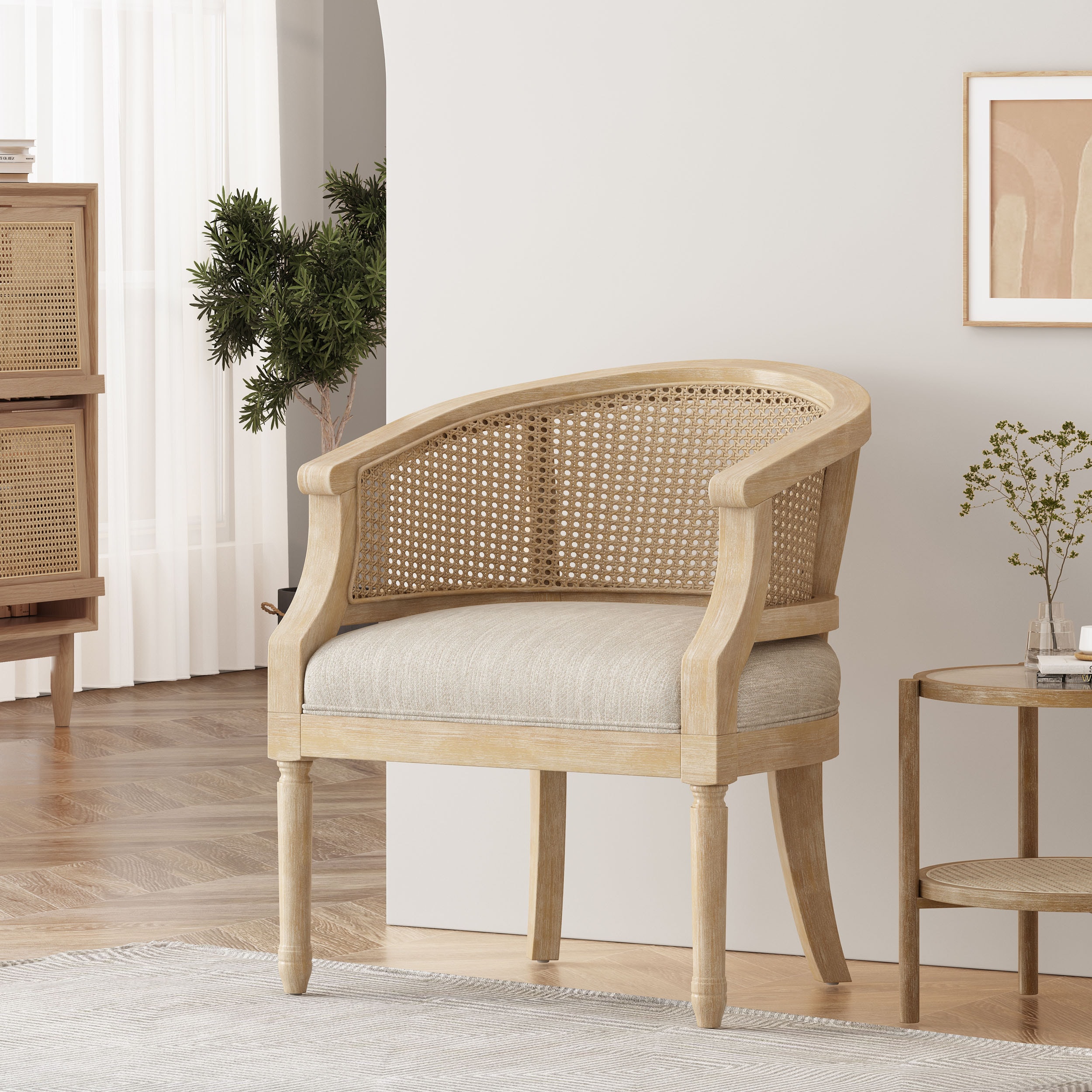 ModernLuxe Accent Chair Rubber Wood Beige Natural