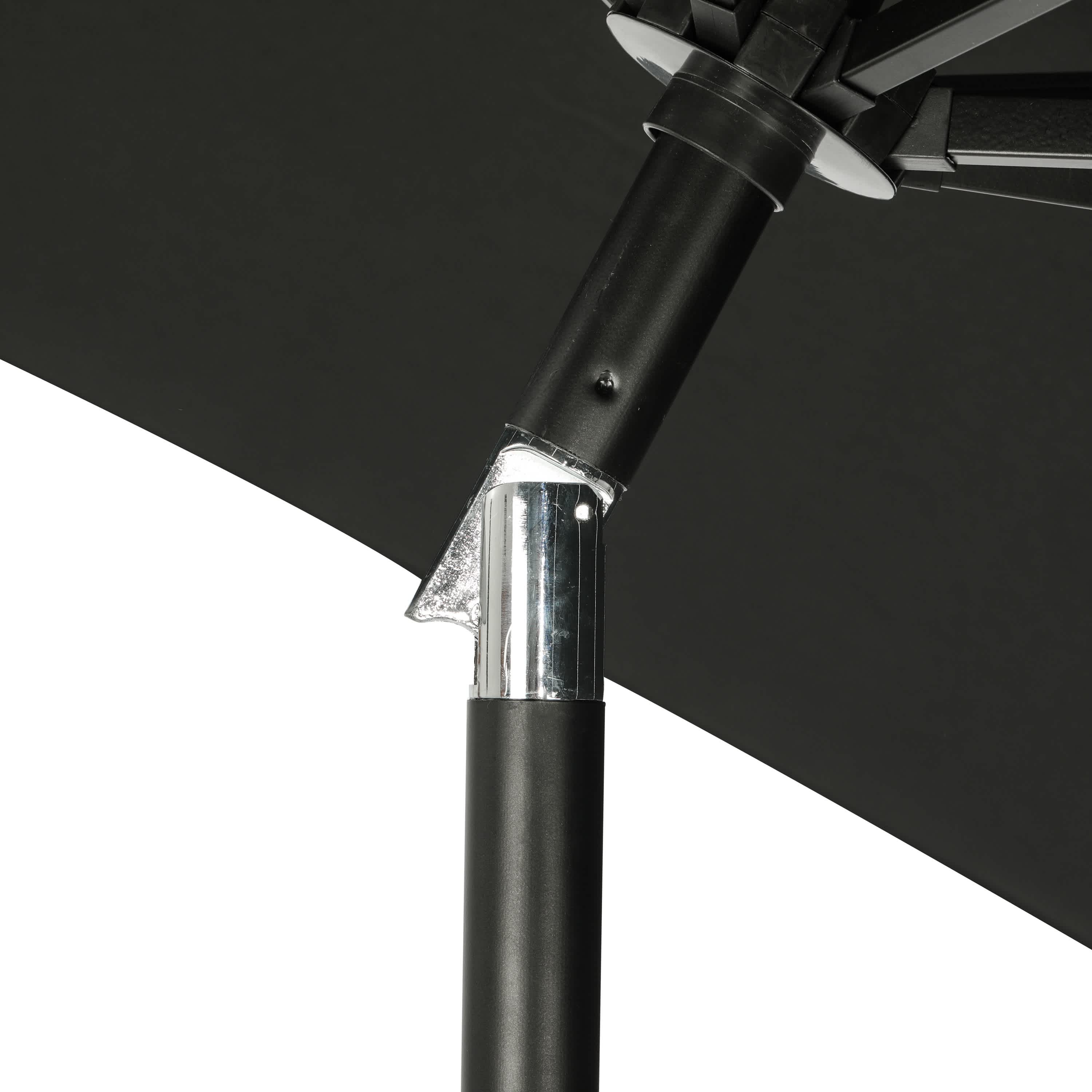 Mirage II Fiesta Black Aluminum Market Patio Umbrella with Solar LED Lights