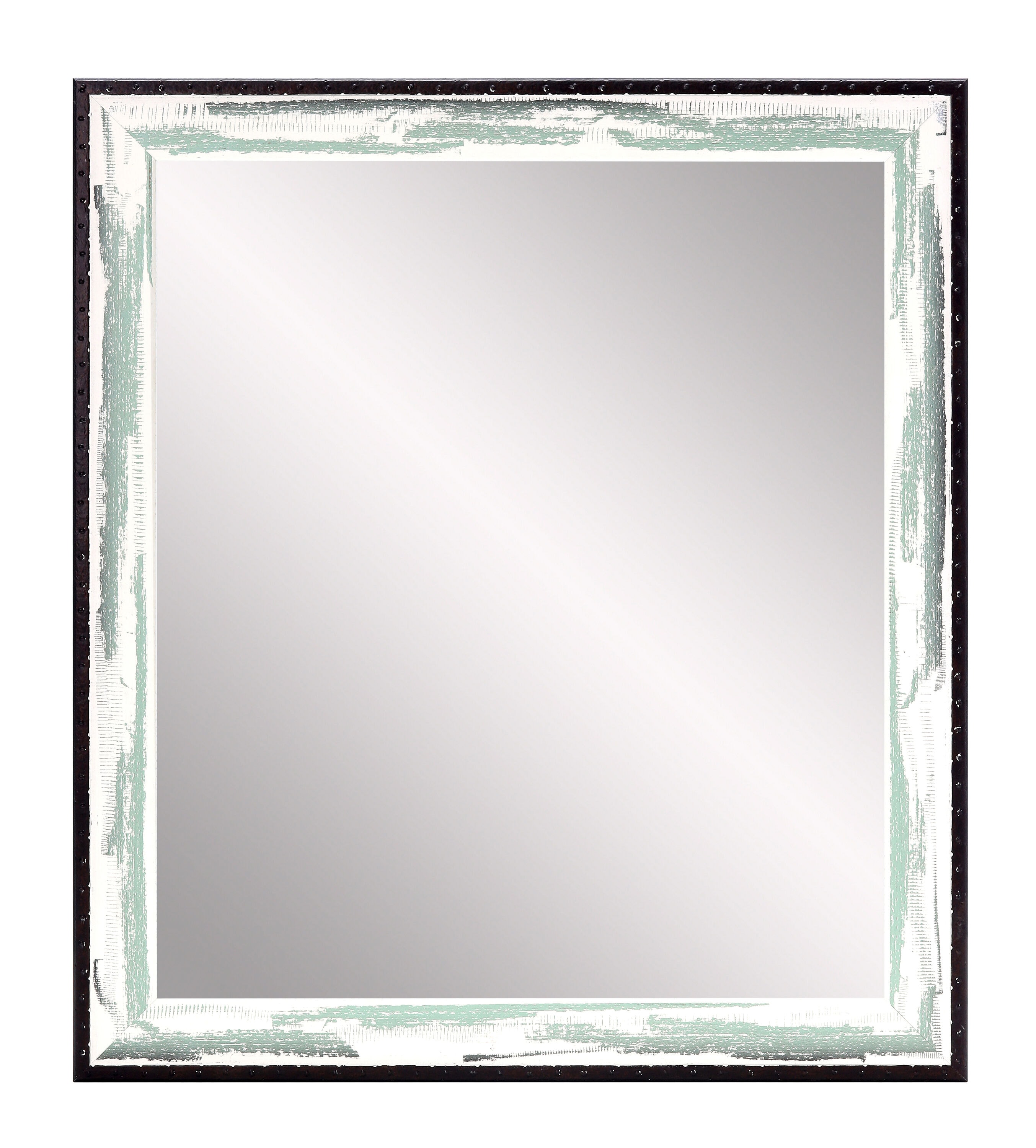 BrandtWorks AV83MED 32-Inches W x 35.5-Inches H Rectangle Dark Brown/Green/White Framed Wall Mirror