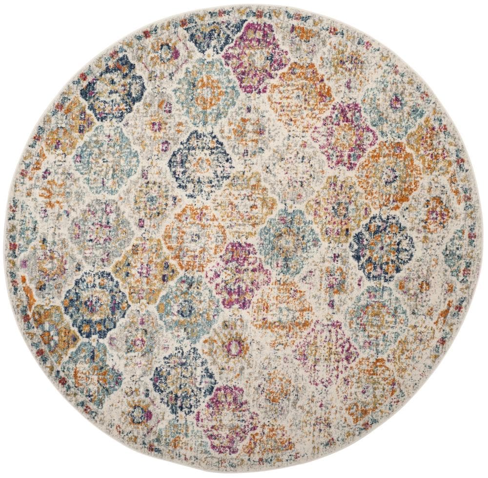 Safavieh MAD611B-11R Madison Lyton 11 x 11 (ft) Loomed Synthetic Cream/Multi Round Indoor Distressed/Overdyed Vintage Area rug