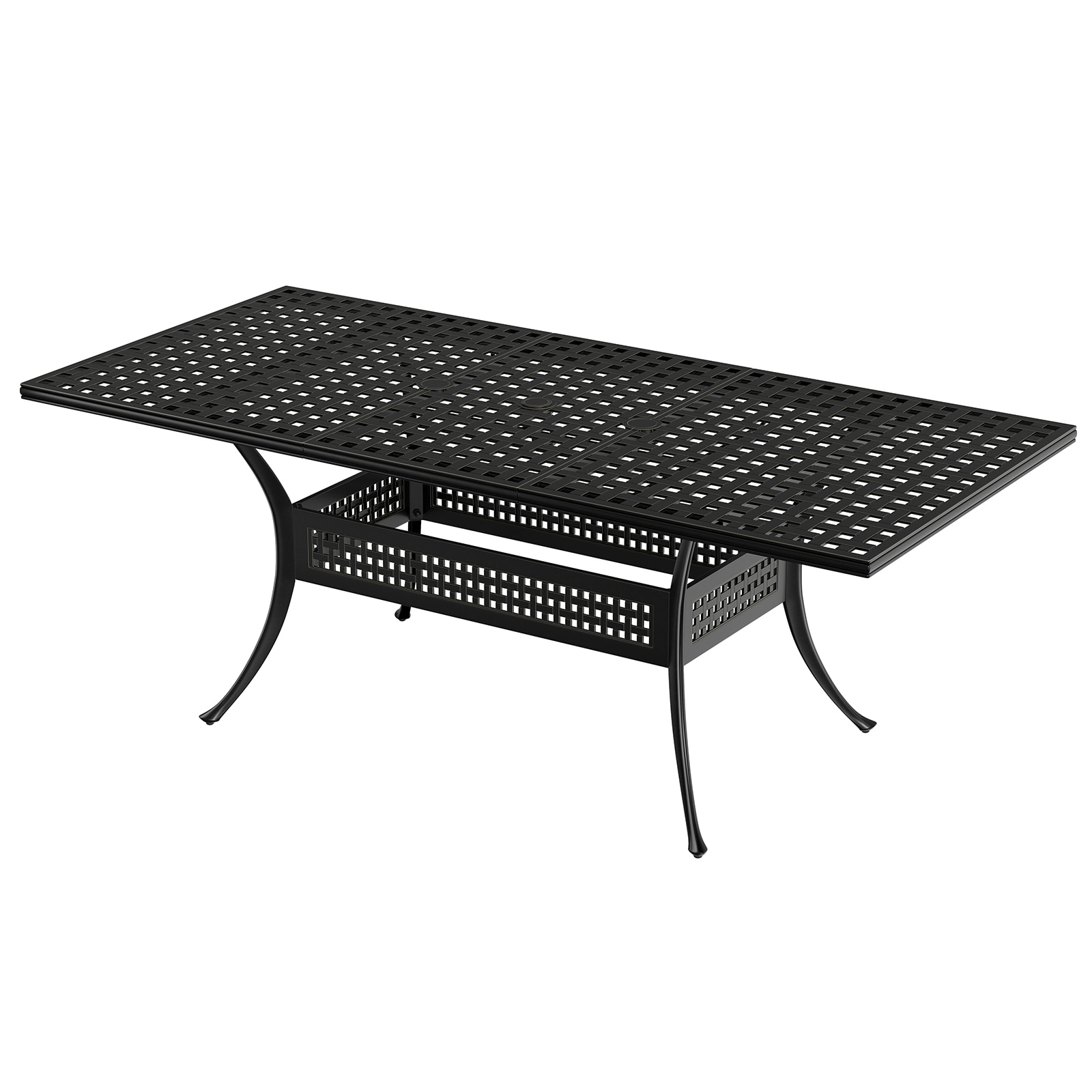 9-Piece Black Cast Aluminum Rectangular Outdoor Dining Set with Beige Cushions