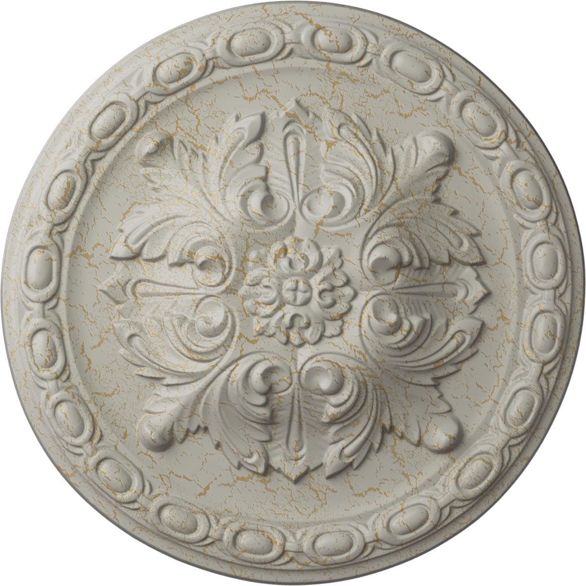 Ekena Millwork CM12STPCC Stockport 11.75-in W x 11.75-in L Painted Pot Of Cream Crackle Polyurethane Whole Ceiling Medallion