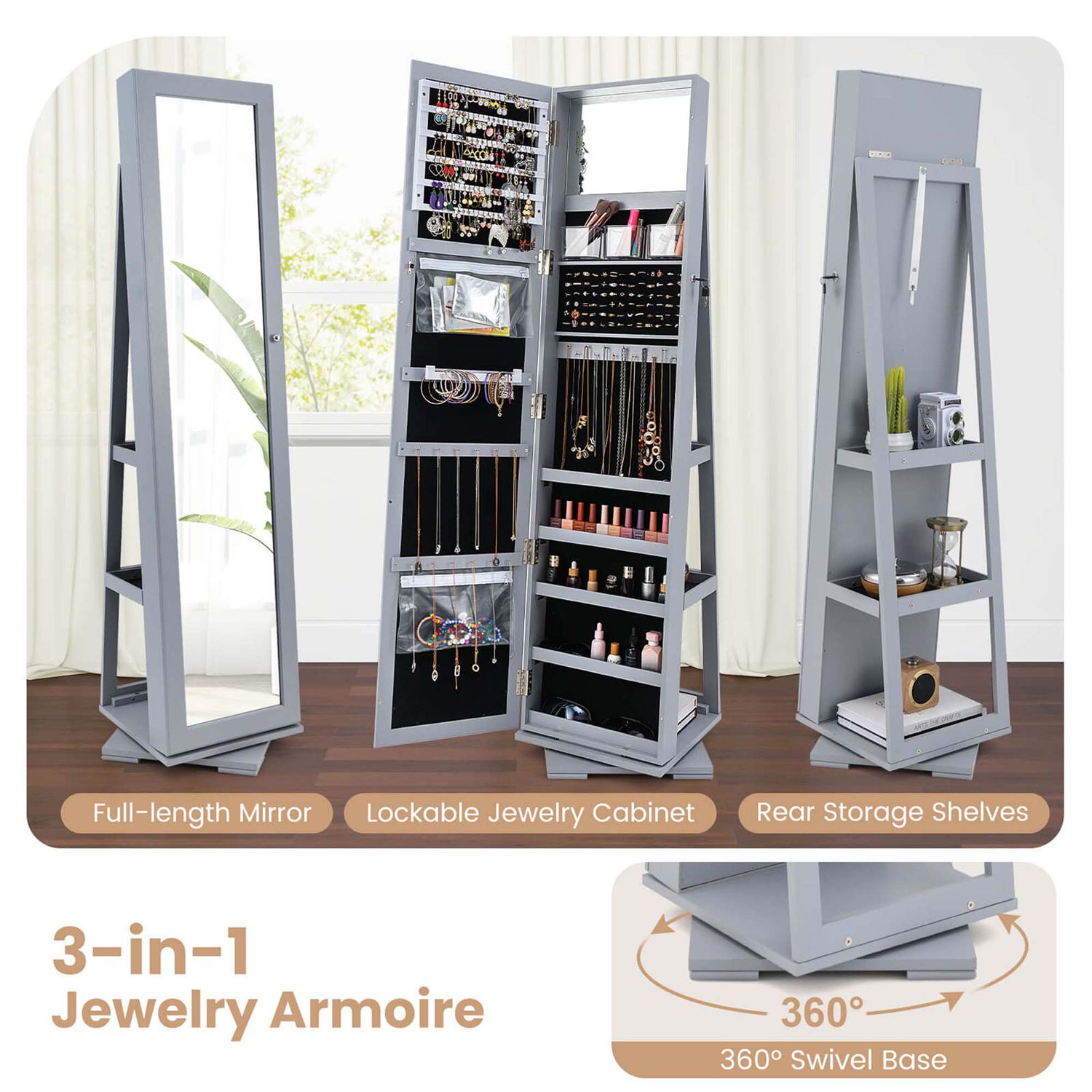 Costway HCST06166 Jewelry-Armoires - View #8