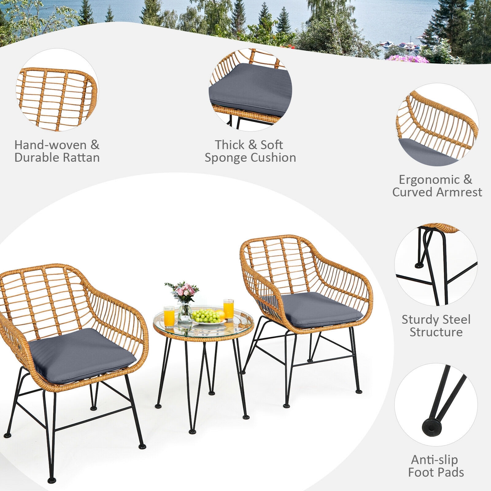 Forclover HYFE-OP3499GR Patio-Dining-Sets - View #7