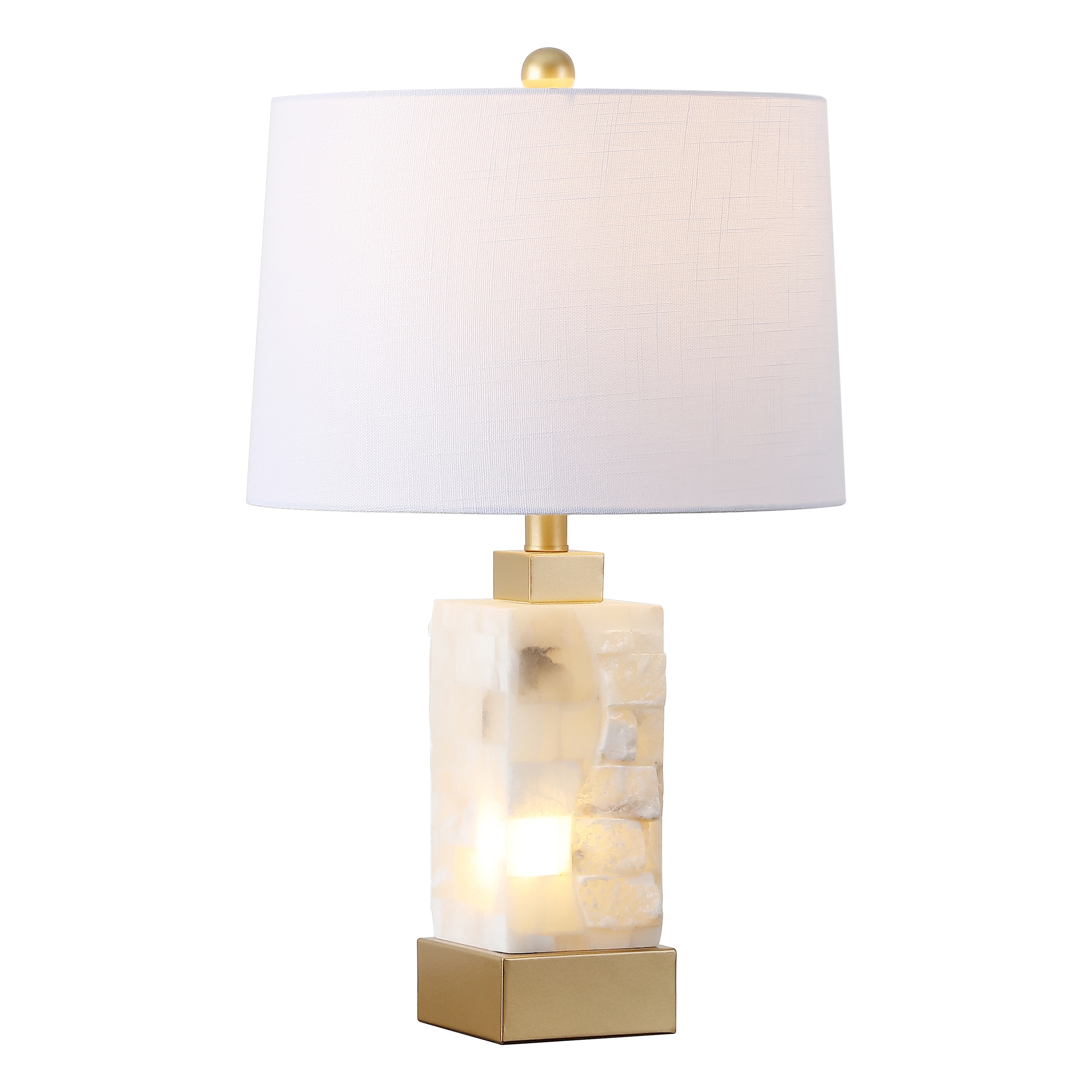 Eloise 23" White Alabaster and Gold Leaf LED Table Lamp