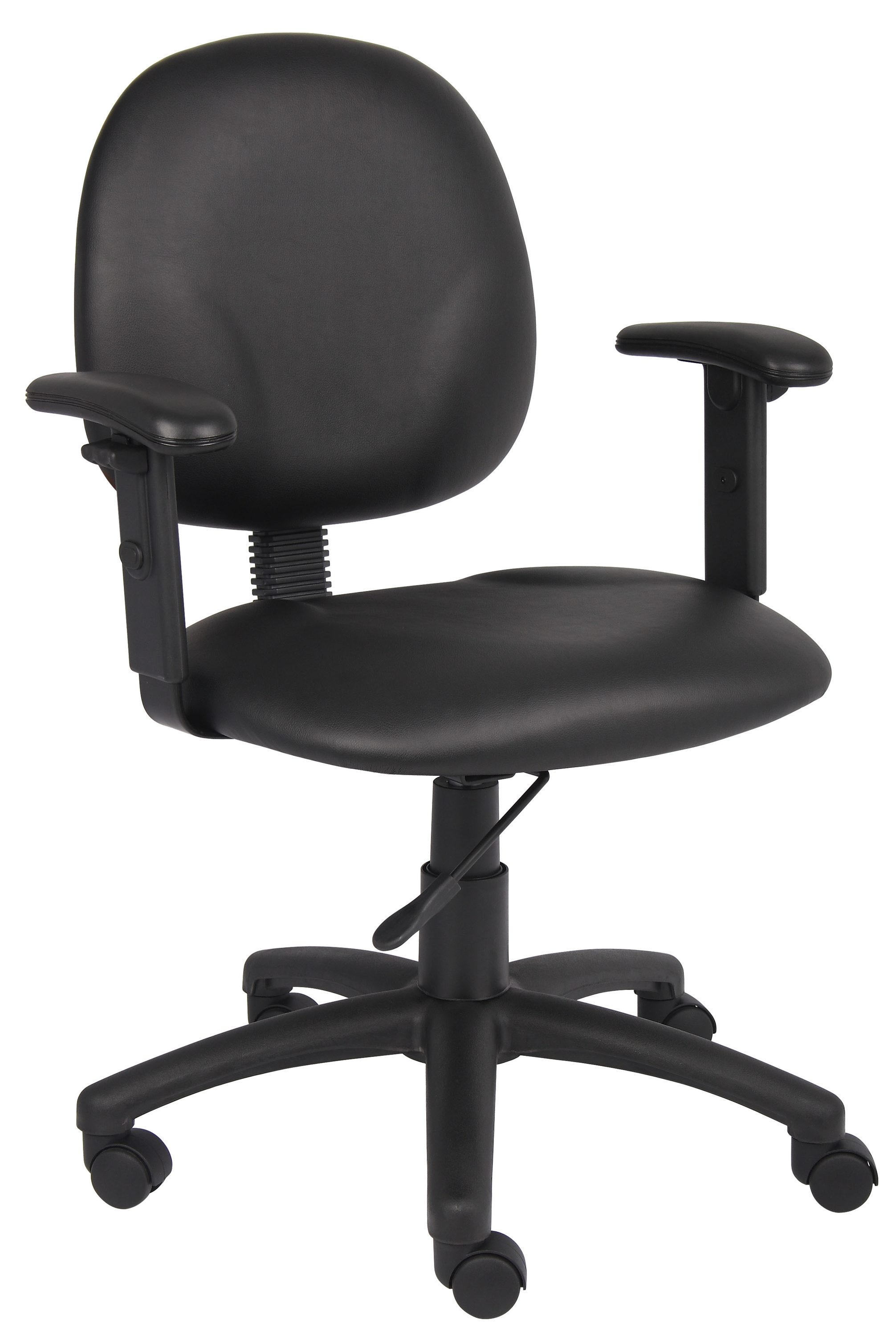 Black Ergonomic Vinyl Task Chair with Adjustable Arms