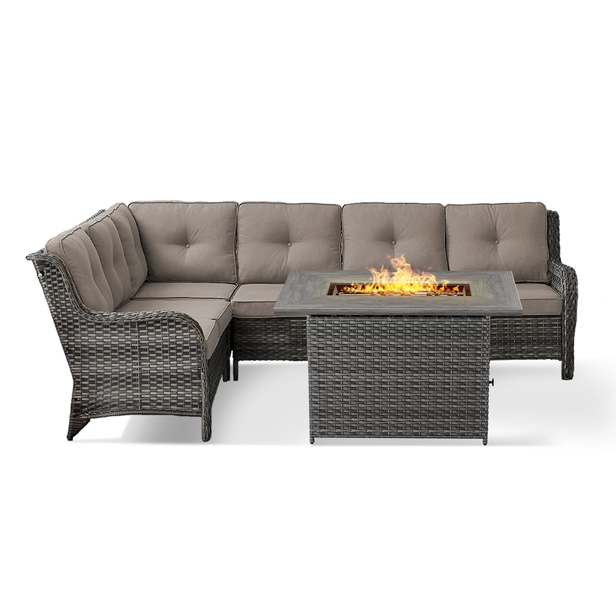 Rilyson FS145APGY13-3 ASPEN 2 -Piece Woven Patio Conversation Set with Gray Cushions