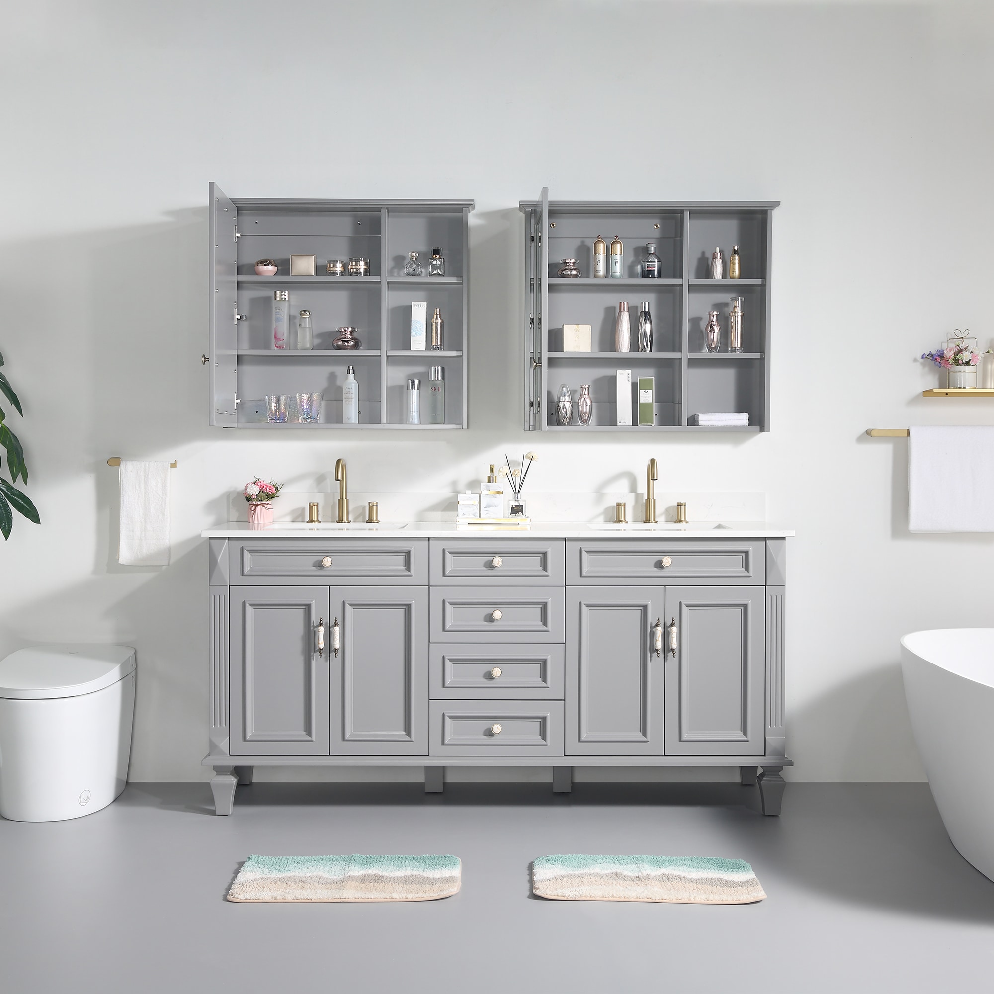 WELLFOR ARTWOOD72QZ-TG Bath-Vanity-Combo - View #3