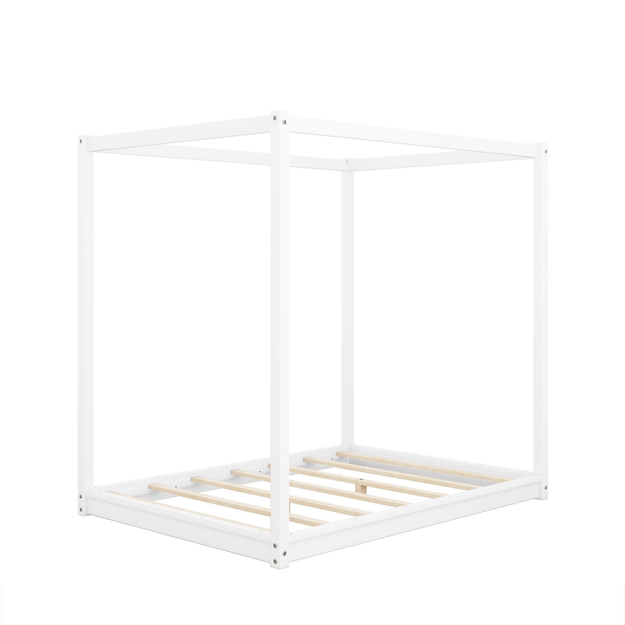 Yiekholo LL-W-0016AAK White Full Wood Canopy Bed