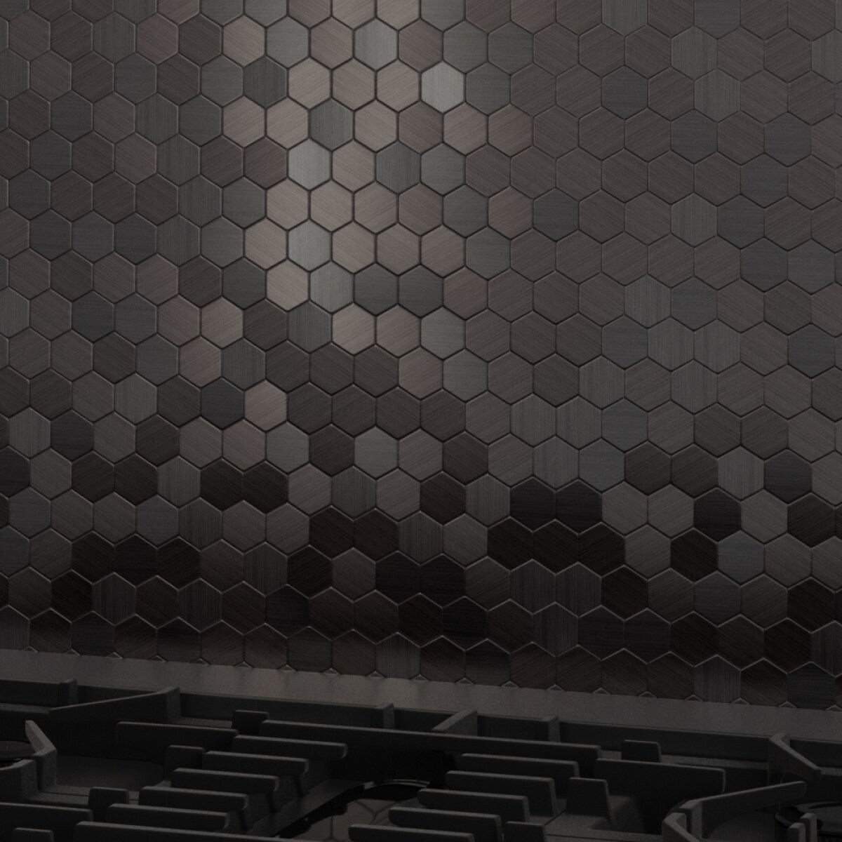 30'' Black Metal Peel and Stick Hexagon Backsplash Panel