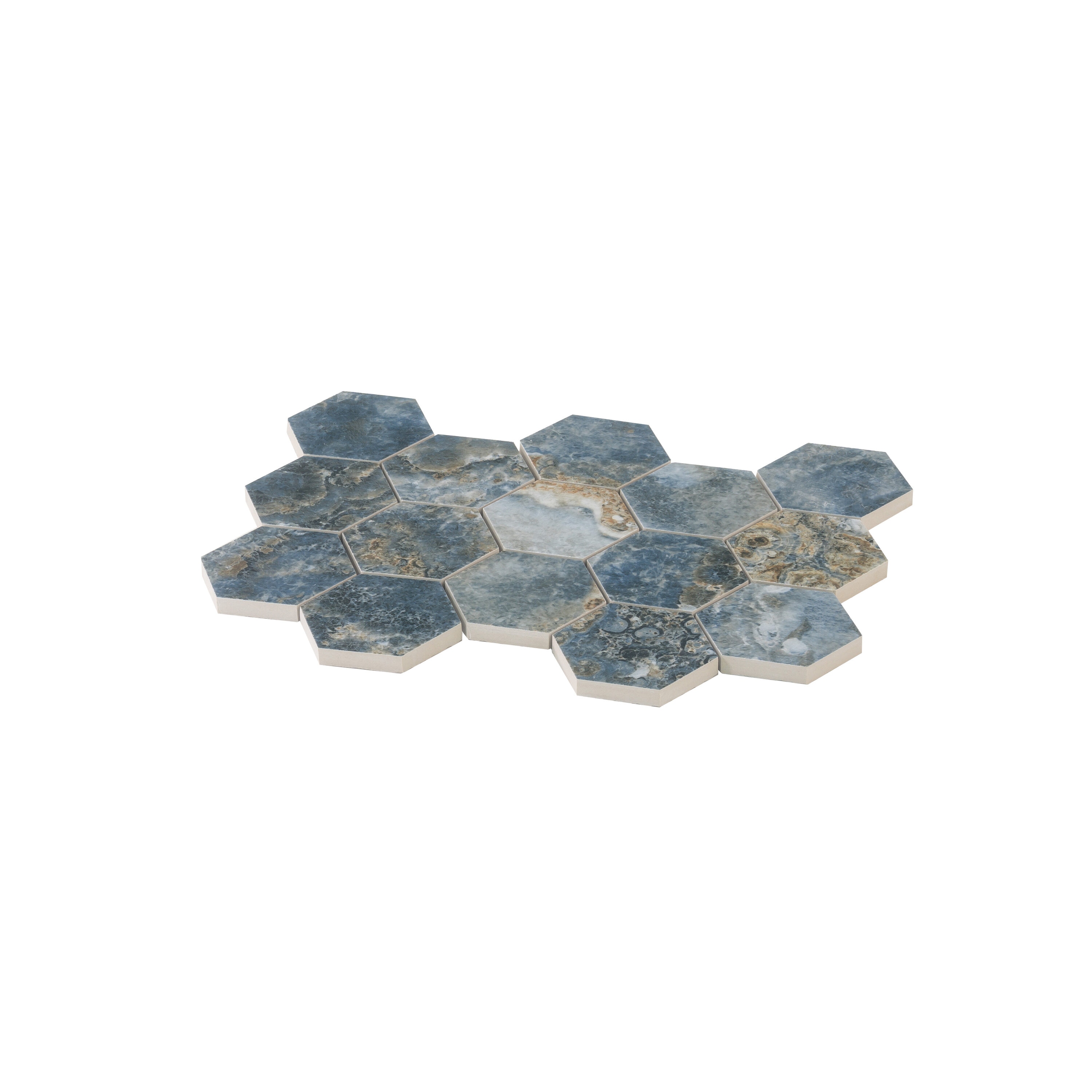 Hale Navy Polished Porcelain Hexagon Mosaic Tile Sheet