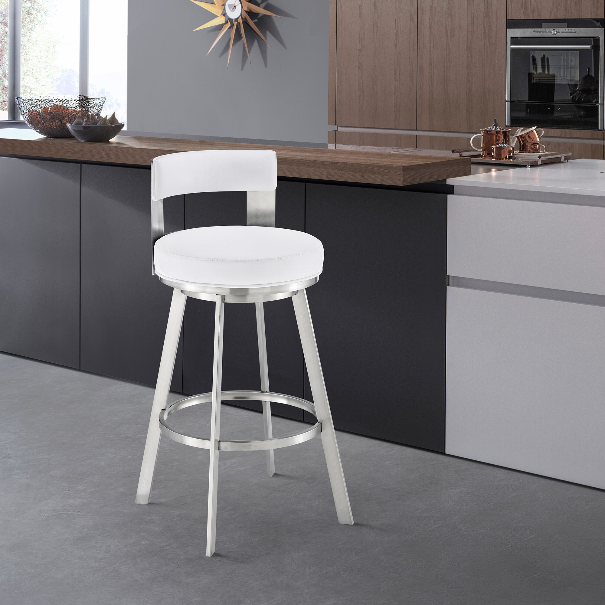 Armen Living LCFLBABSWHI30 stools - View #2