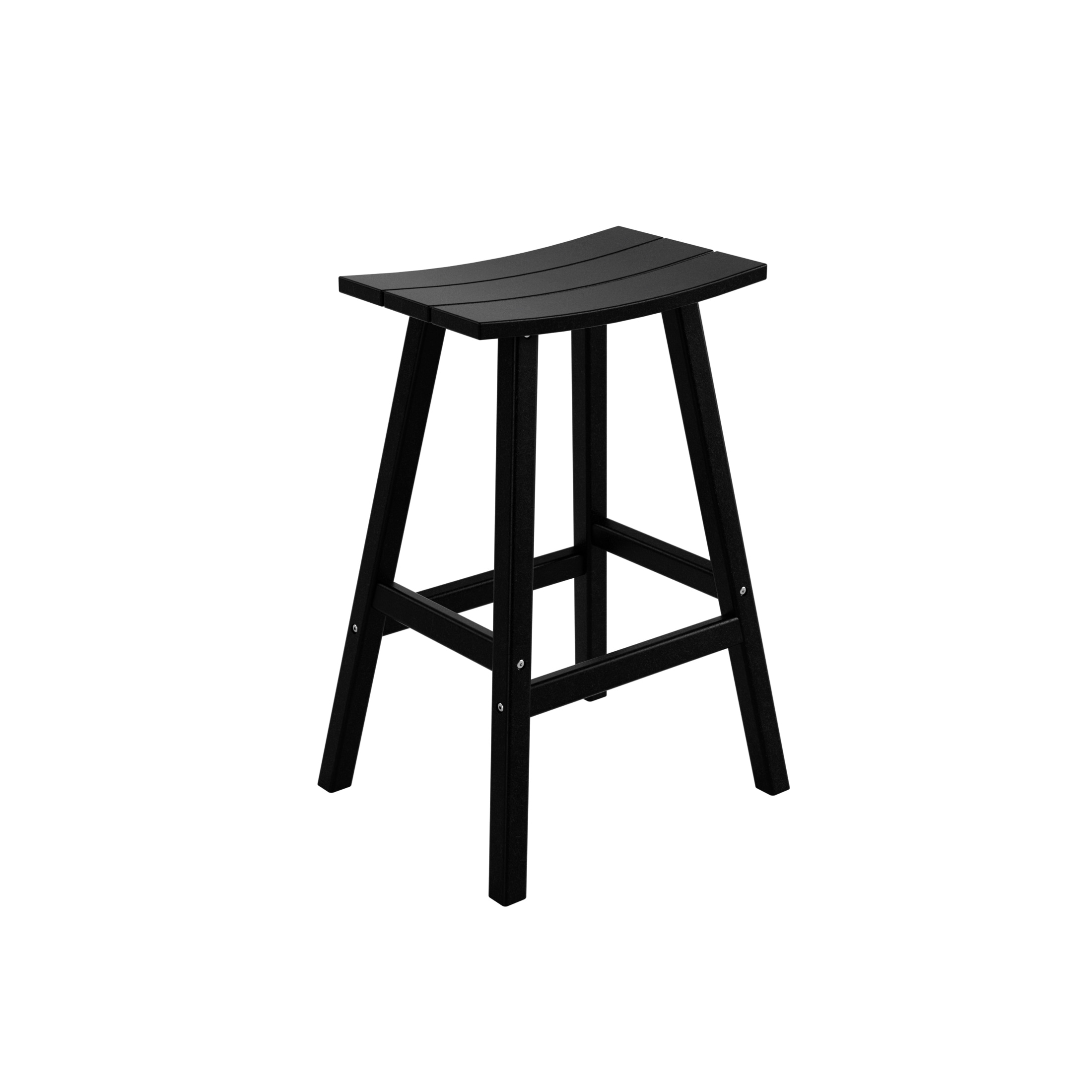 Westin Furniture OP7002-29-BK Laguna Black HDPE Frame Stationary Bar Stool Chair with Slat Seat