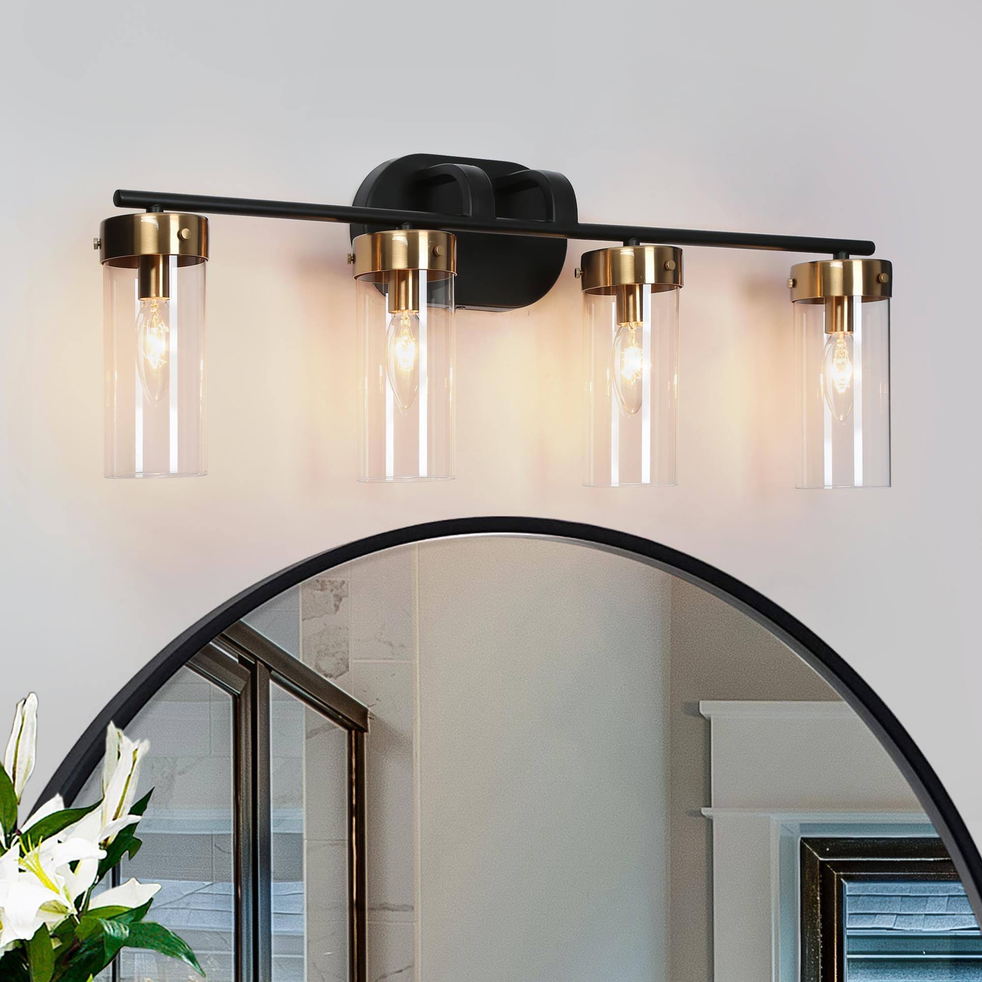 ZEVNI L3MJAUREW67W4SZ8 Conny 29-in 4 -Light Matte Black Transitional Vanity light